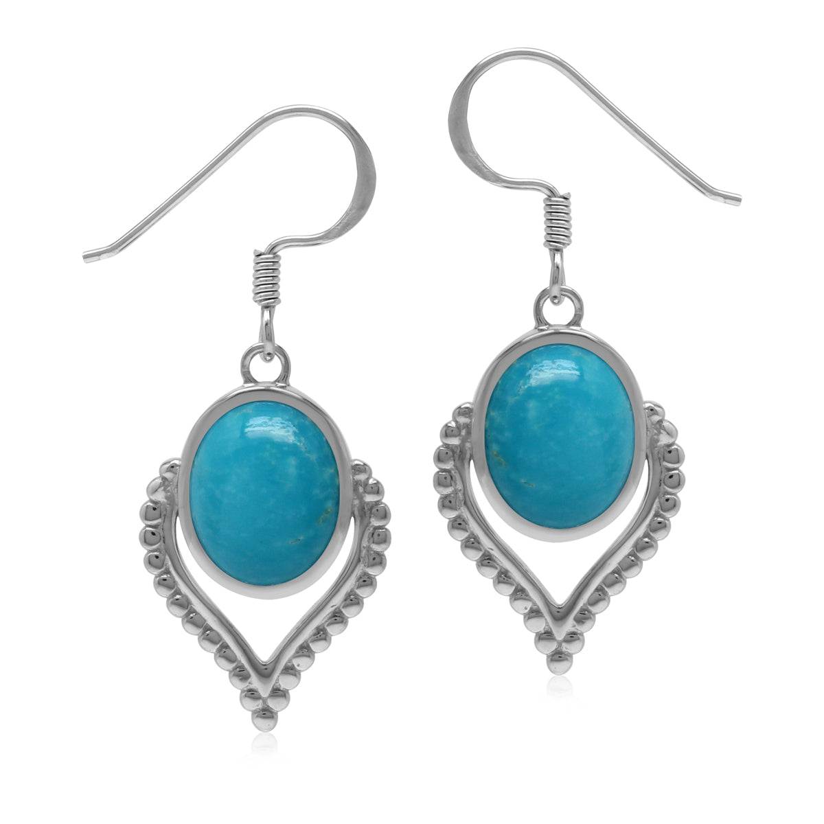 Bohemian Inspired Genuine Arizona Blue Turquoise Gem 925 Sterling Silver Dangle Drop Earrings silvershake