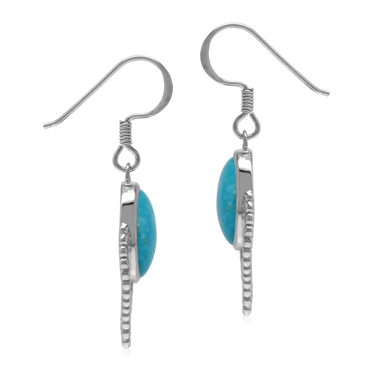 Bohemian Inspired Genuine Arizona Blue Turquoise Gem 925 Sterling Silver Dangle Drop Earrings silvershake