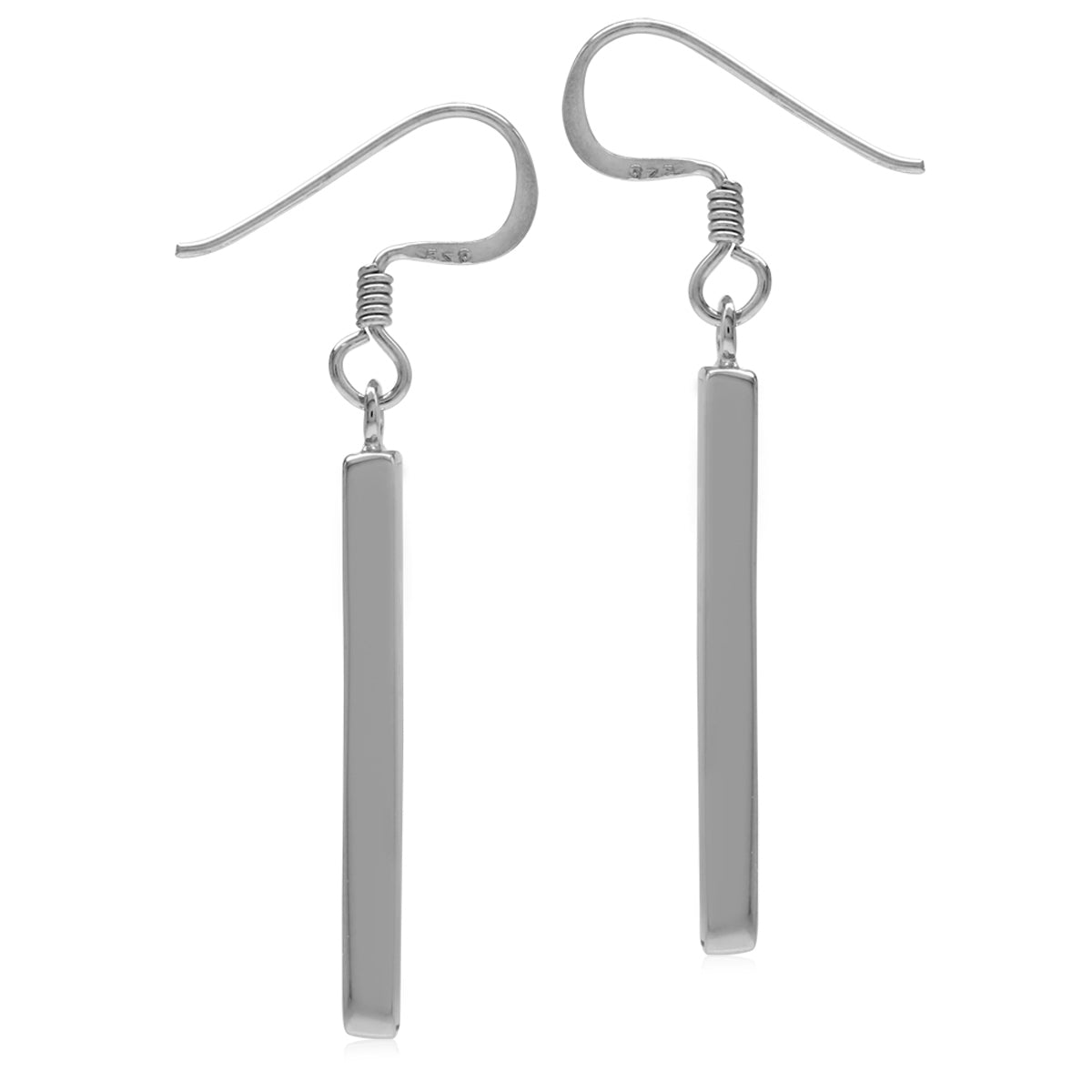 Created Green Turquoise White Gold Plated 925 Sterling Silver Stick Dangle Hook Earrings - Silvershake-store