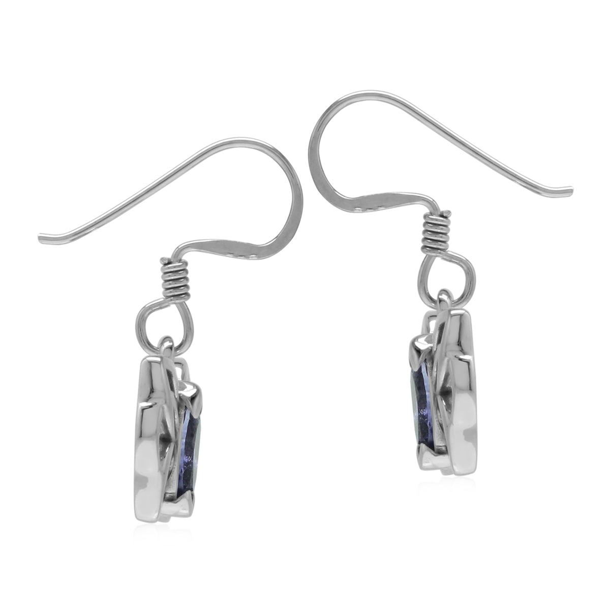 Natural Blue Iolite 925 Sterling Silver Butterfly Dangle Hook Earrings
