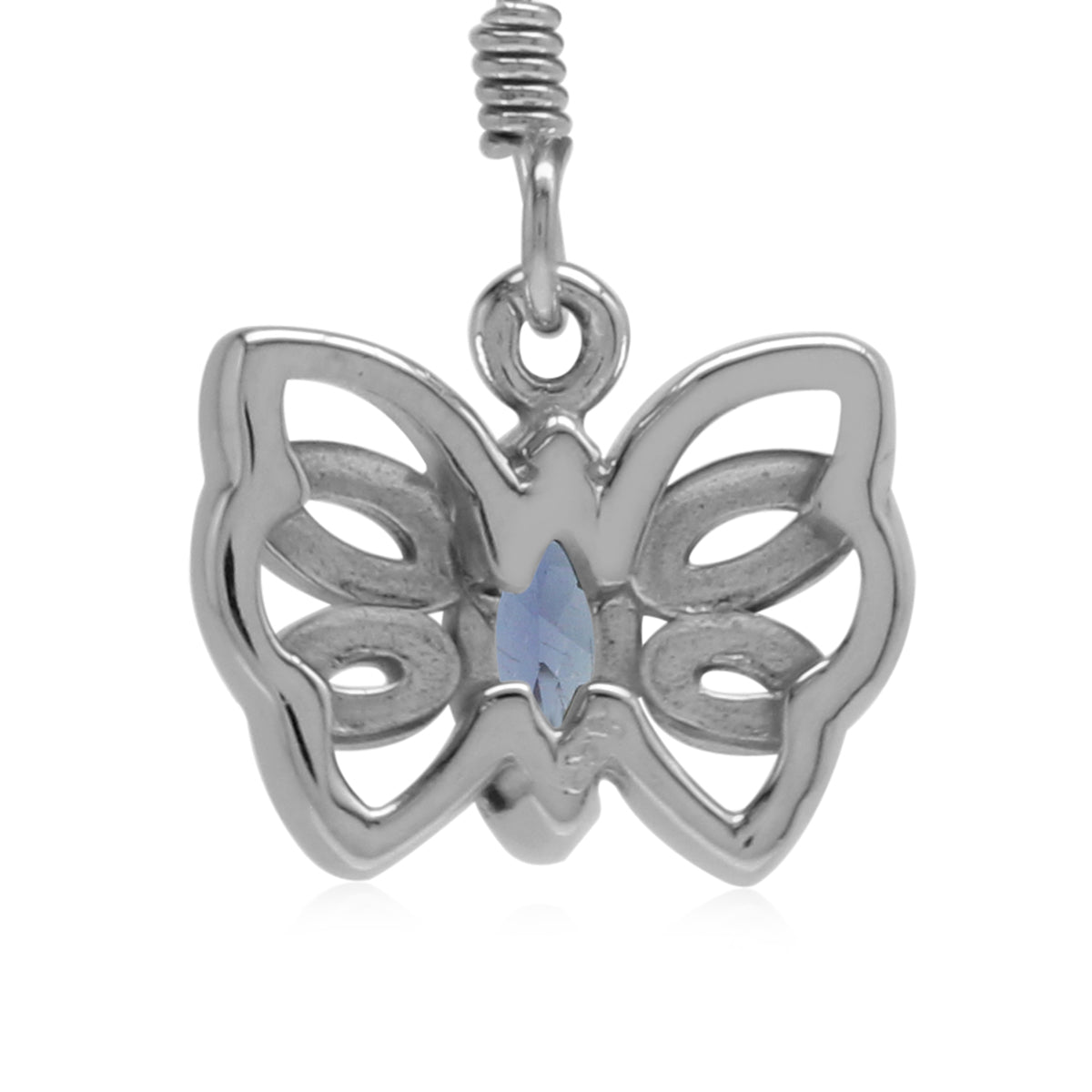 Natural Blue Iolite 925 Sterling Silver Butterfly Dangle Hook Earrings