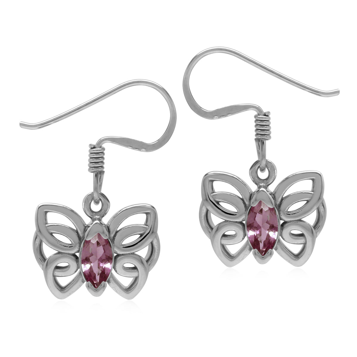 Created Color Change Alexandrite 925 Sterling Silver Butterfly Dangle Hook Earrings
