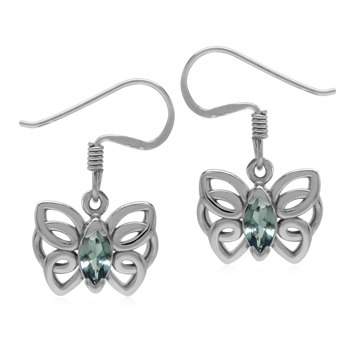 Created Color Change Alexandrite 925 Sterling Silver Butterfly Dangle Hook Earrings