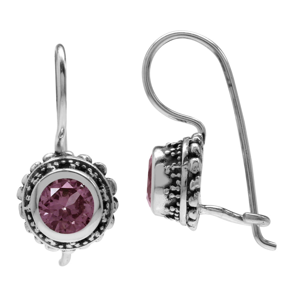 Created Color Change Alexandrite 925 Sterling Silver Bali/Balinese Style Hook Earrings - Silvershake-store