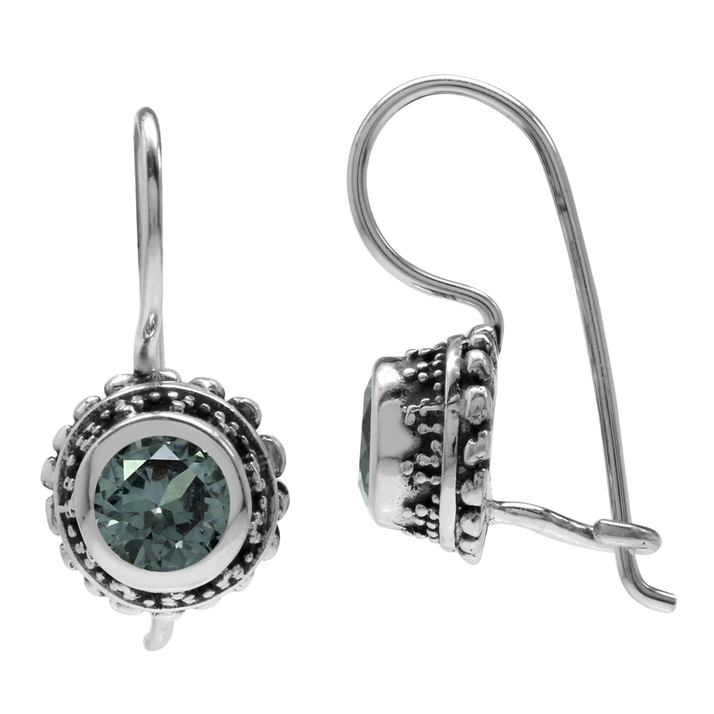 Created Color Change Alexandrite 925 Sterling Silver Bali/Balinese Style Hook Earrings - Silvershake-store