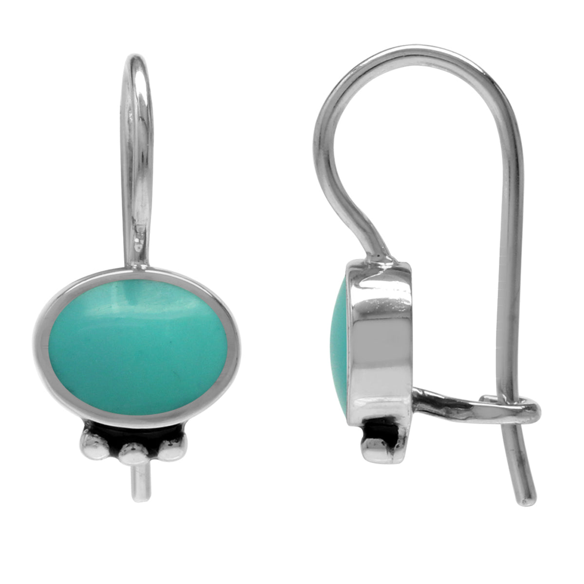 Created Green Turquoise Inlay 925 Sterling Silver Hook Closure Earrings Jewelry for Women and - Silvershake-store