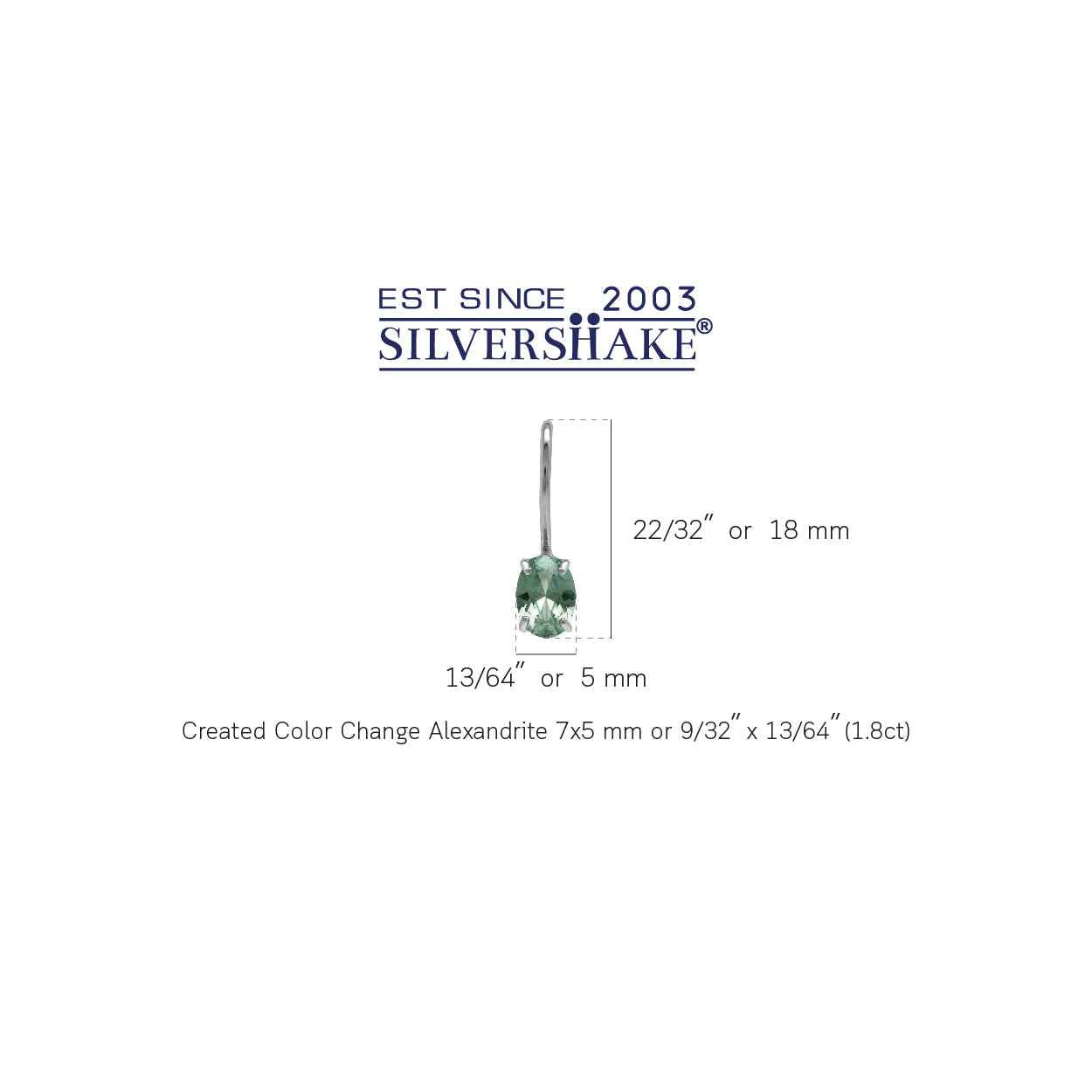 7x5MM Created Color Change Alexandrite July Birthstone 925 Sterling Silver Hook Closure Earrings
