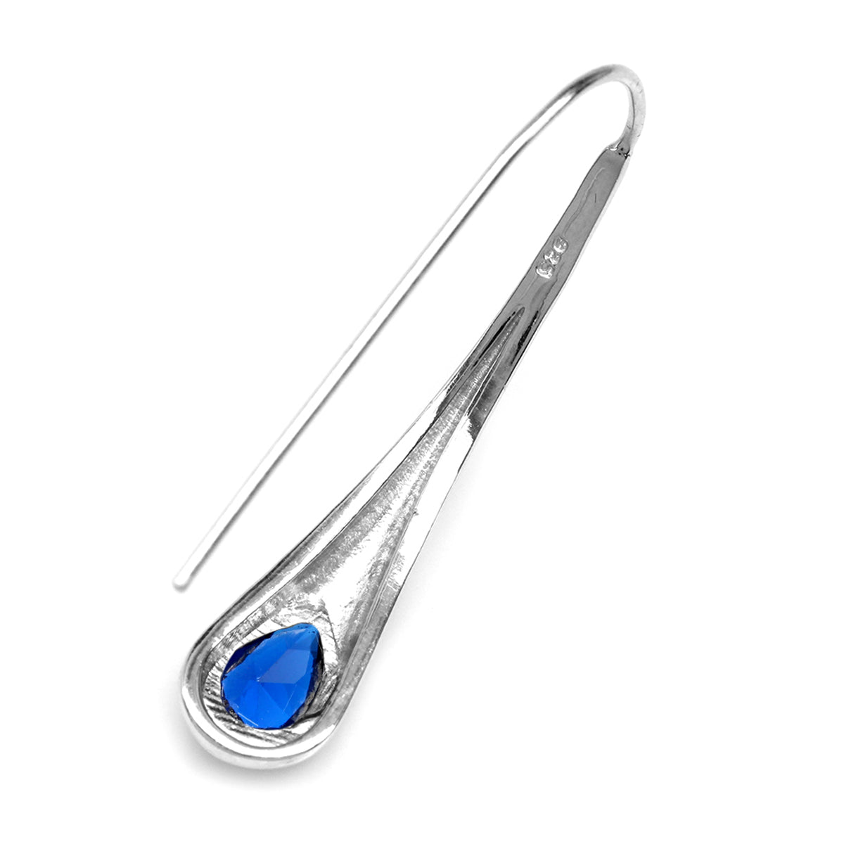 1.4ct. Created Blue Sapphire White Gold Plated 925 Sterling Silver Modern Style Hook Earrings - Silvershake-store