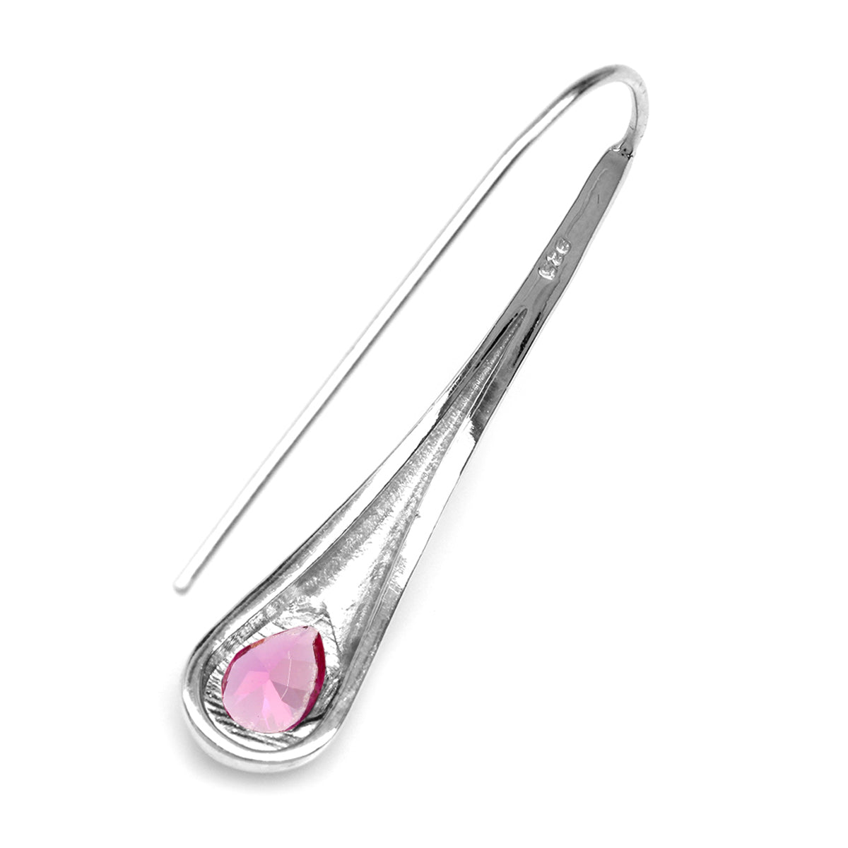 1.6ct. Created Pink Tourmaline White Gold Plated 925 Sterling Silver Modern Style Hook Earrings - Silvershake-store