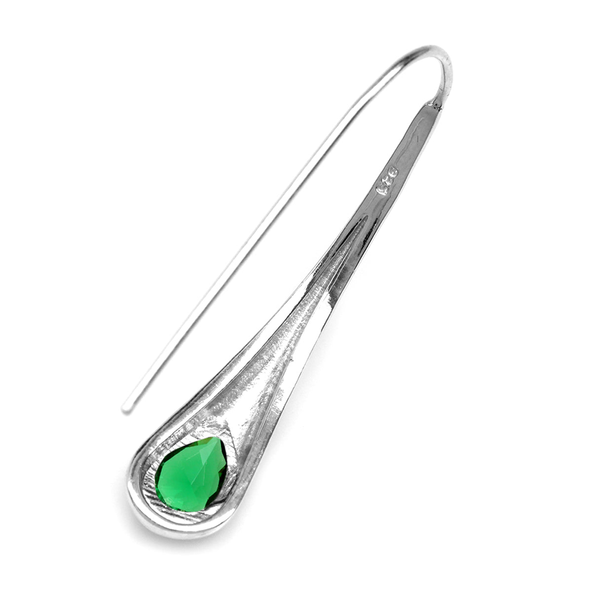 1.2ct. Created Nano Green Emerald White Gold Plated 925 Sterling Silver Modern Style Hook Earrings May Birthstone