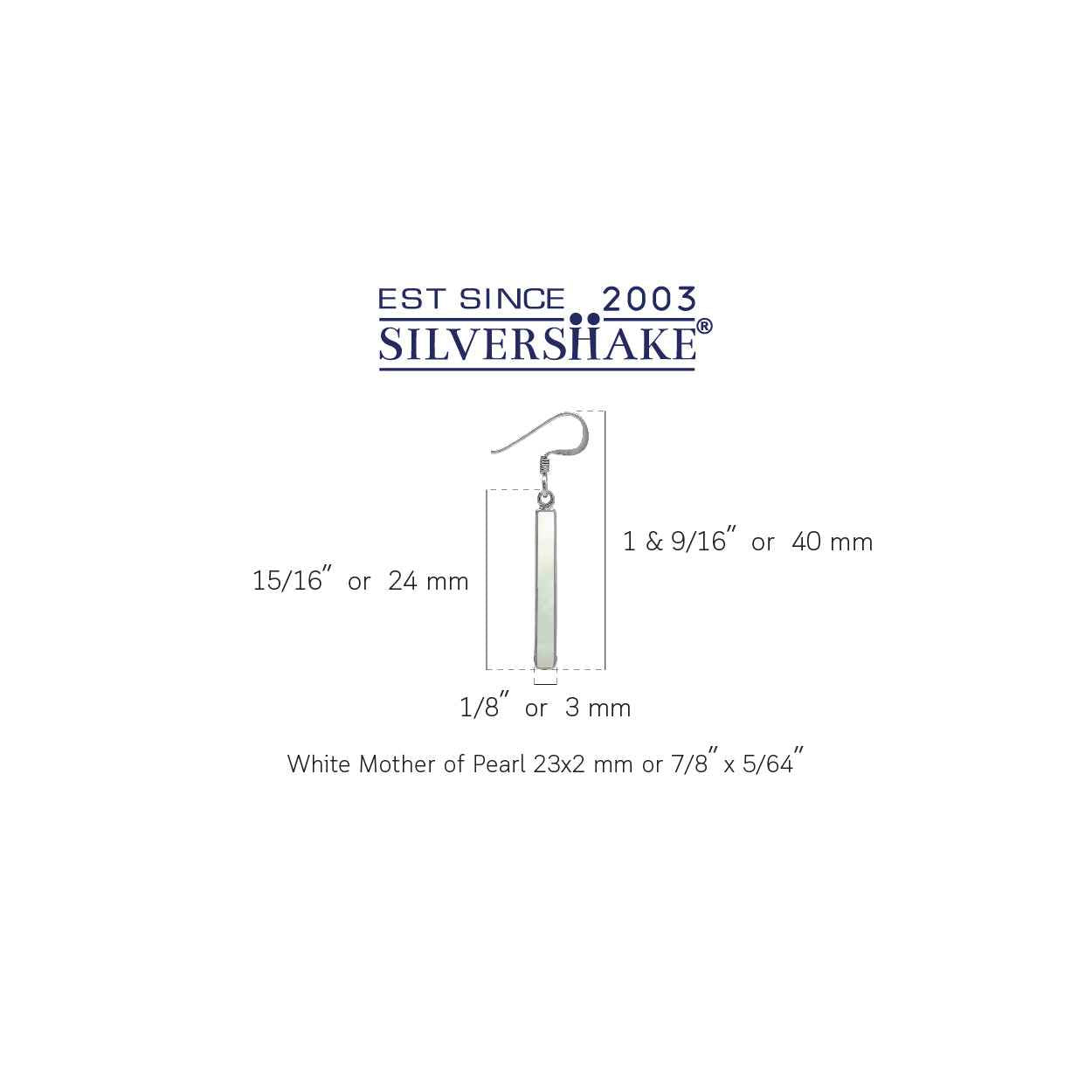 White Mother Of Pearl Inlay White Gold Plated 925 Sterling Silver Stick Dangle Hook Earrings - Silvershake-store