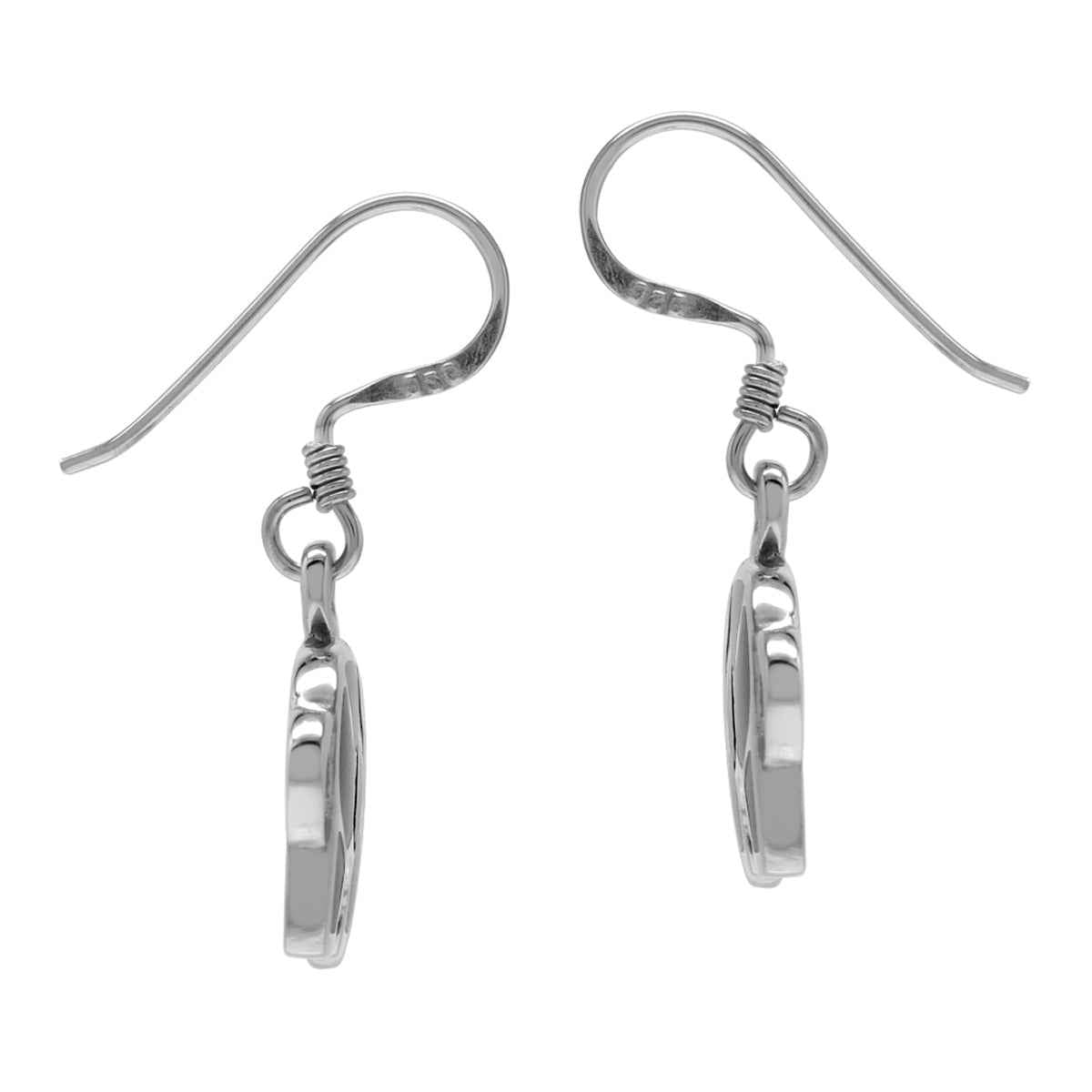 Natural Black Onyx Inlay 925 Sterling Silver Elephant Dangle Hook Earrings