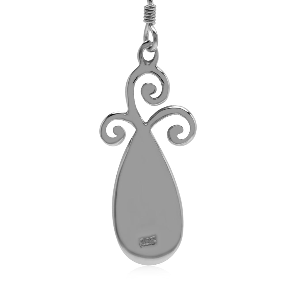Natural Black Onyx Inlay 925 Sterling Silver Swirl Drop Dangle Hook Earrings Jewelry for Women - Silvershake-store