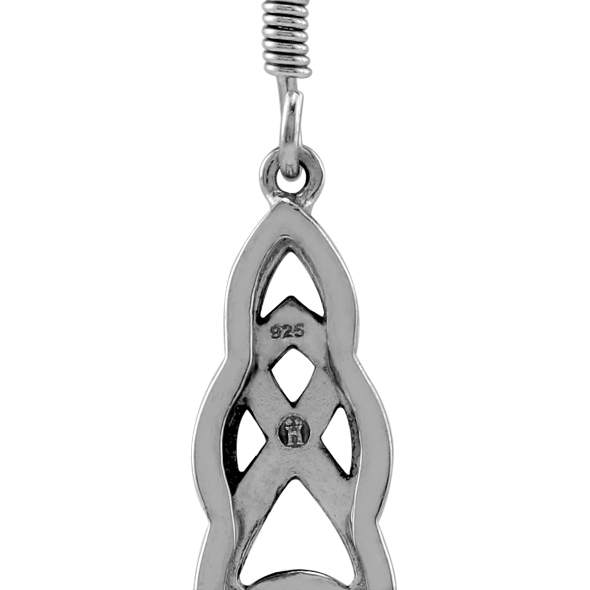 1.4 Ct Natural Black Onyx 925 Sterling Silver Celtic Knot Weave Dangle Hook Earrings - Silvershake-store