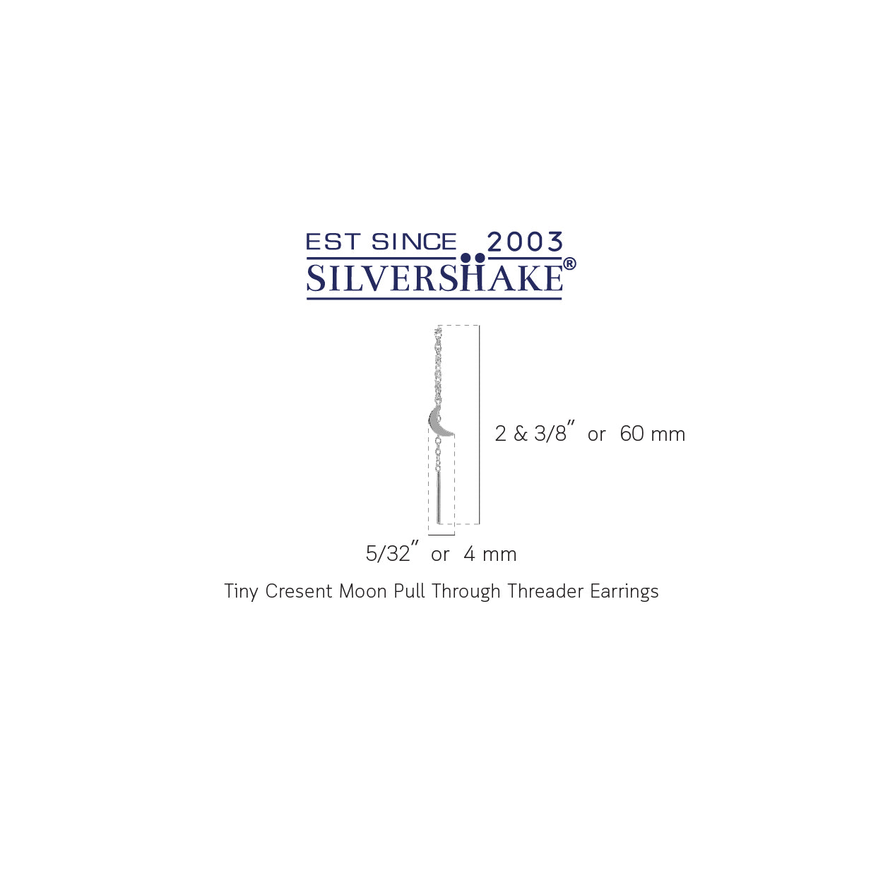 Silvershake Tiny Cresent Moon 925 Sterling Silver Minimalist Pull Through Threader Earrings Jewelry for Women - Silvershake-store
