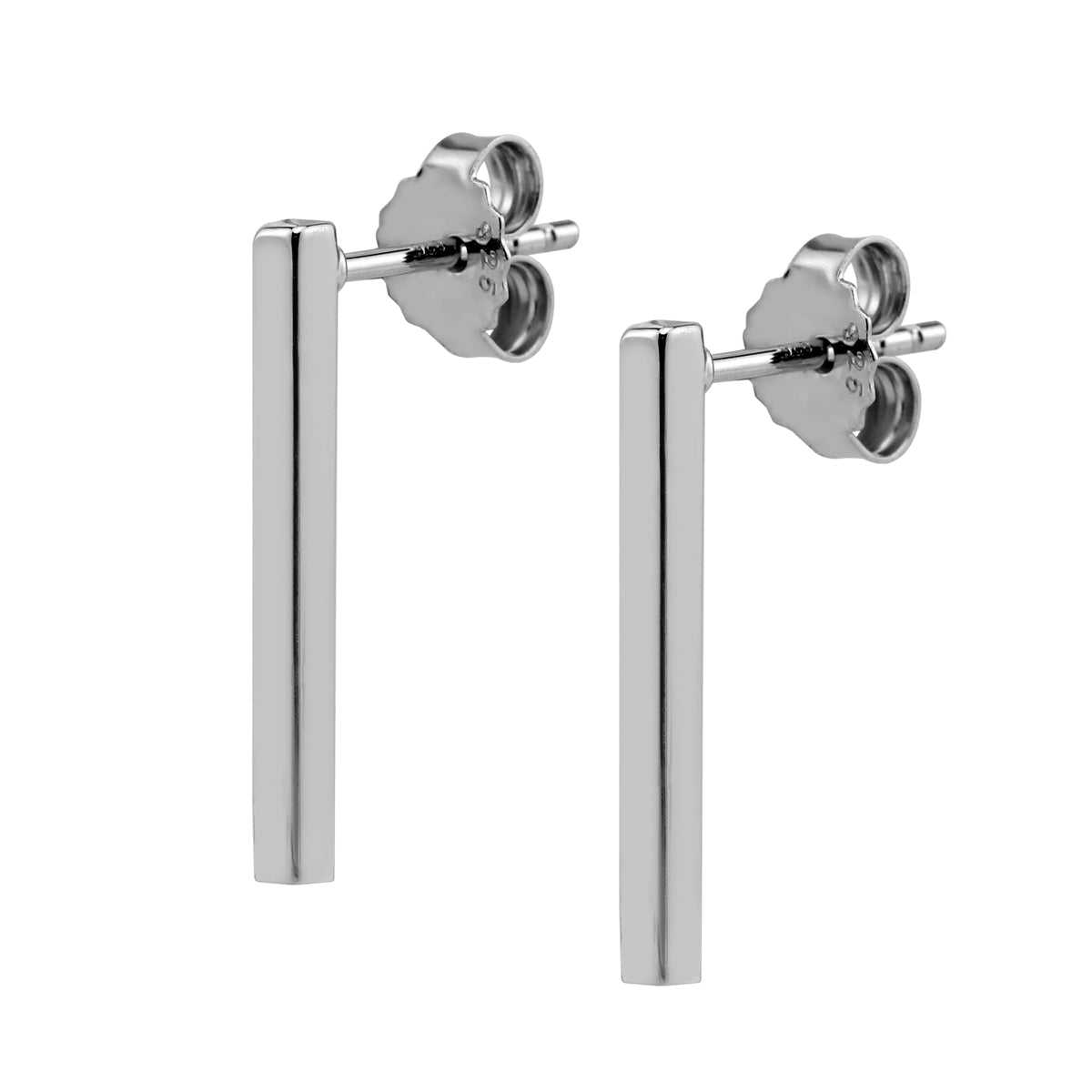 Silvershake 20MMx2MM White Gold Plated 925 Sterling Silver Minimalist Bar Stick Post Earrings Jewelry for Women Approx 0.8 inch long - Silvershake-store