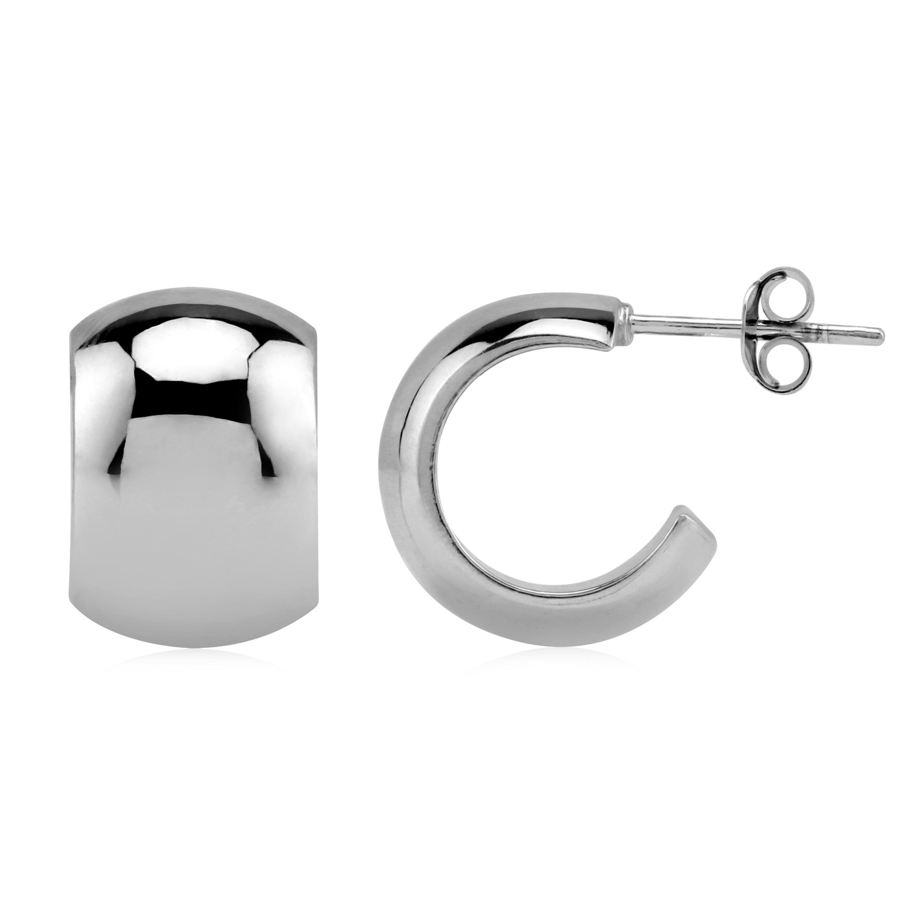 Silvershake 10x15MM or 0.4 (Wide) x0.6 Inch White Gold Plated 925 Sterling Silver C-Hoop Earrings Jewelry for Women - Silvershake-store
