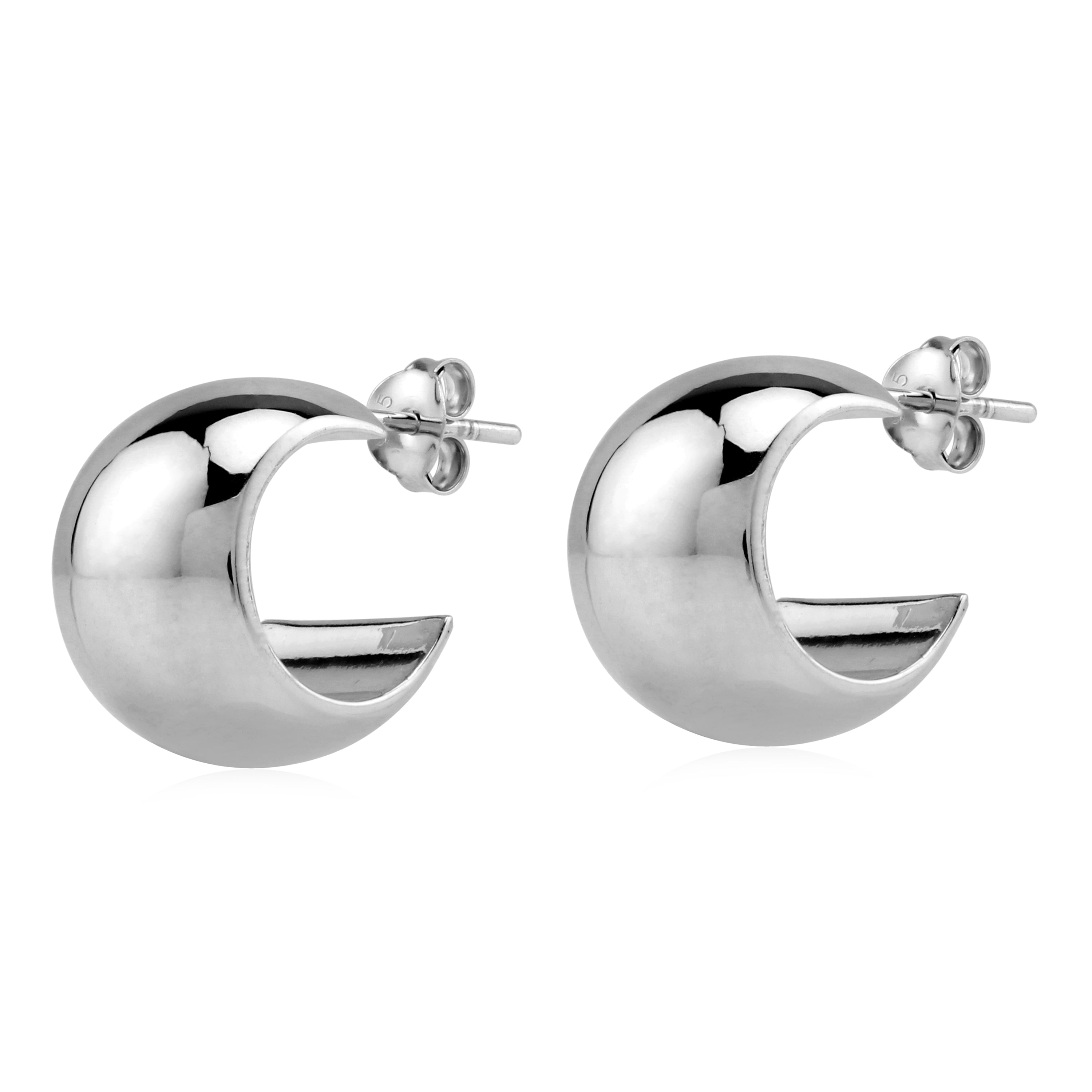 Silvershake 10x15MM or 0.4 (Wide) x0.6 Inch White Gold Plated 925 Sterling Silver C-Hoop Earrings Jewelry for Women - Silvershake-store