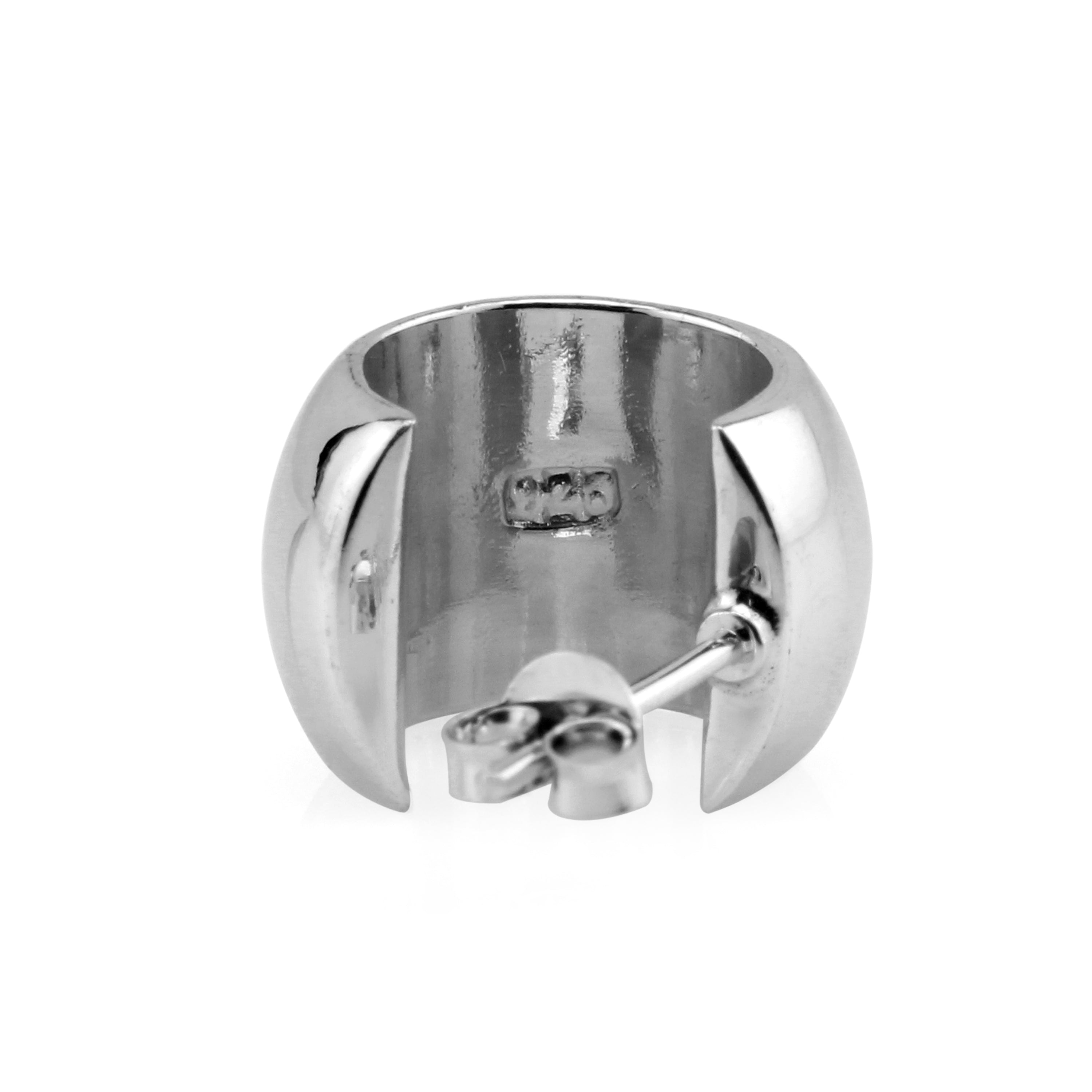 Silvershake 10x15MM or 0.4 (Wide) x0.6 Inch White Gold Plated 925 Sterling Silver C-Hoop Earrings Jewelry for Women - Silvershake-store