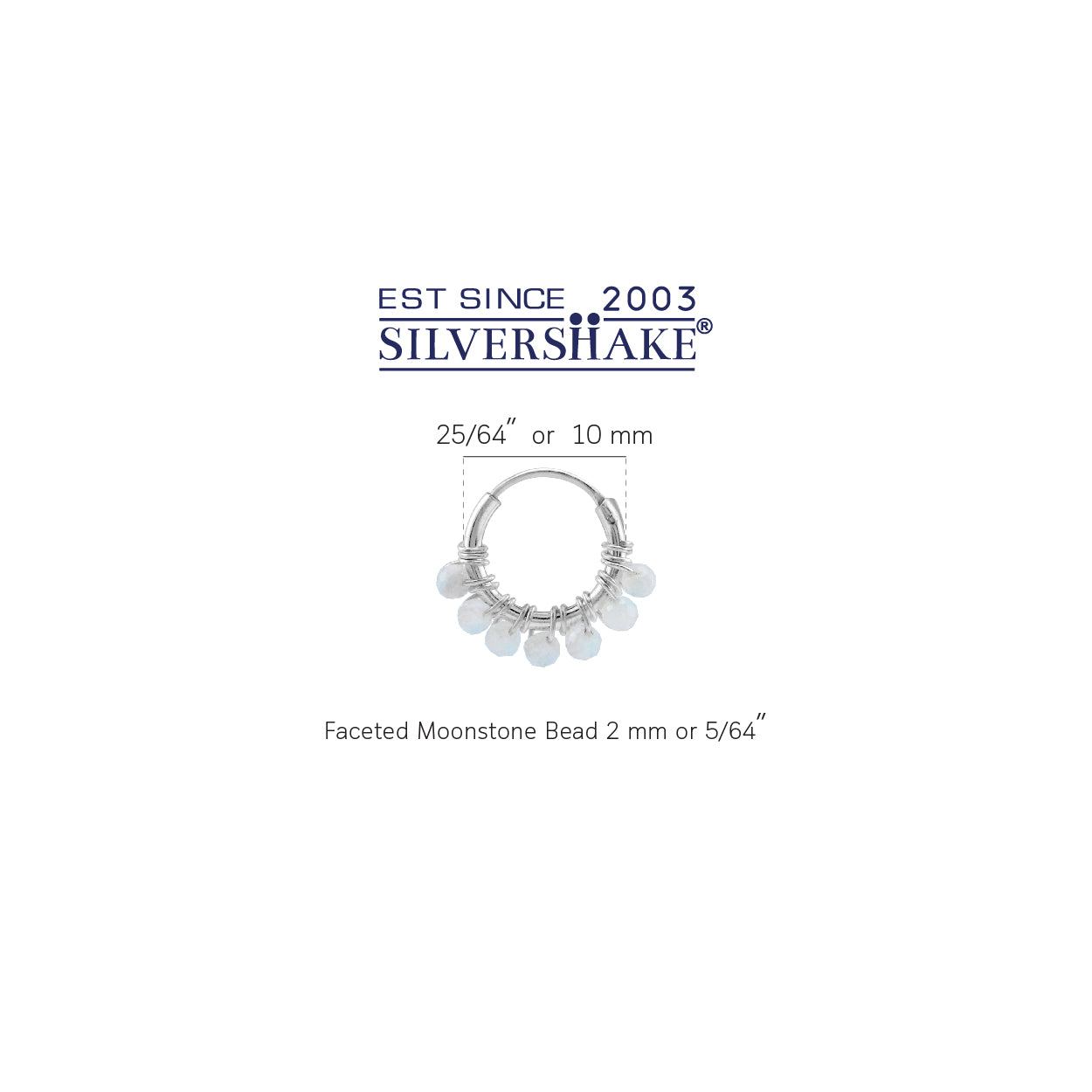 Silvershake Extra Petite 10MMx2MM Natural White Moonstone Bead 925 Sterling Silver Minimalist 0.4 Inch Handmade O-Hoop Earrings Jewelry for Women June Gemstone Birthstone - Silvershake-store