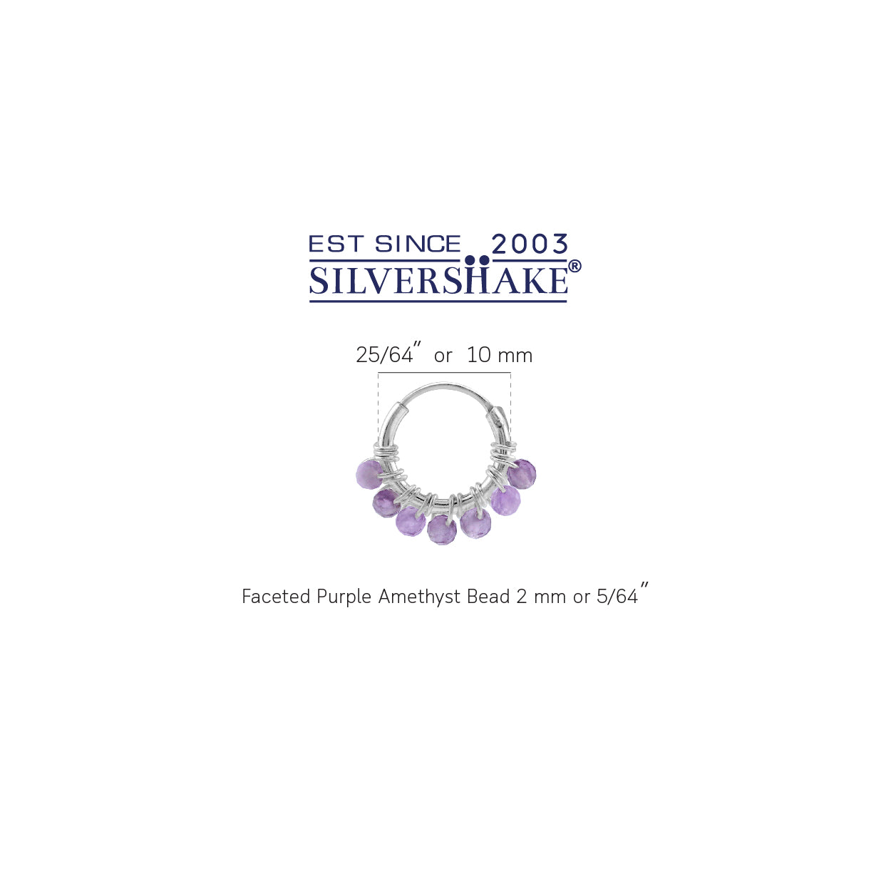 Silvershake Extra Petite 10MMx2MM Natural Purple Amethyst Gemstone Bead 925 Sterling Silver Minimalist 0.4 Inch Handmade O-Hoop Earrings Jewelry for Women February Birthstone - Silvershake-store