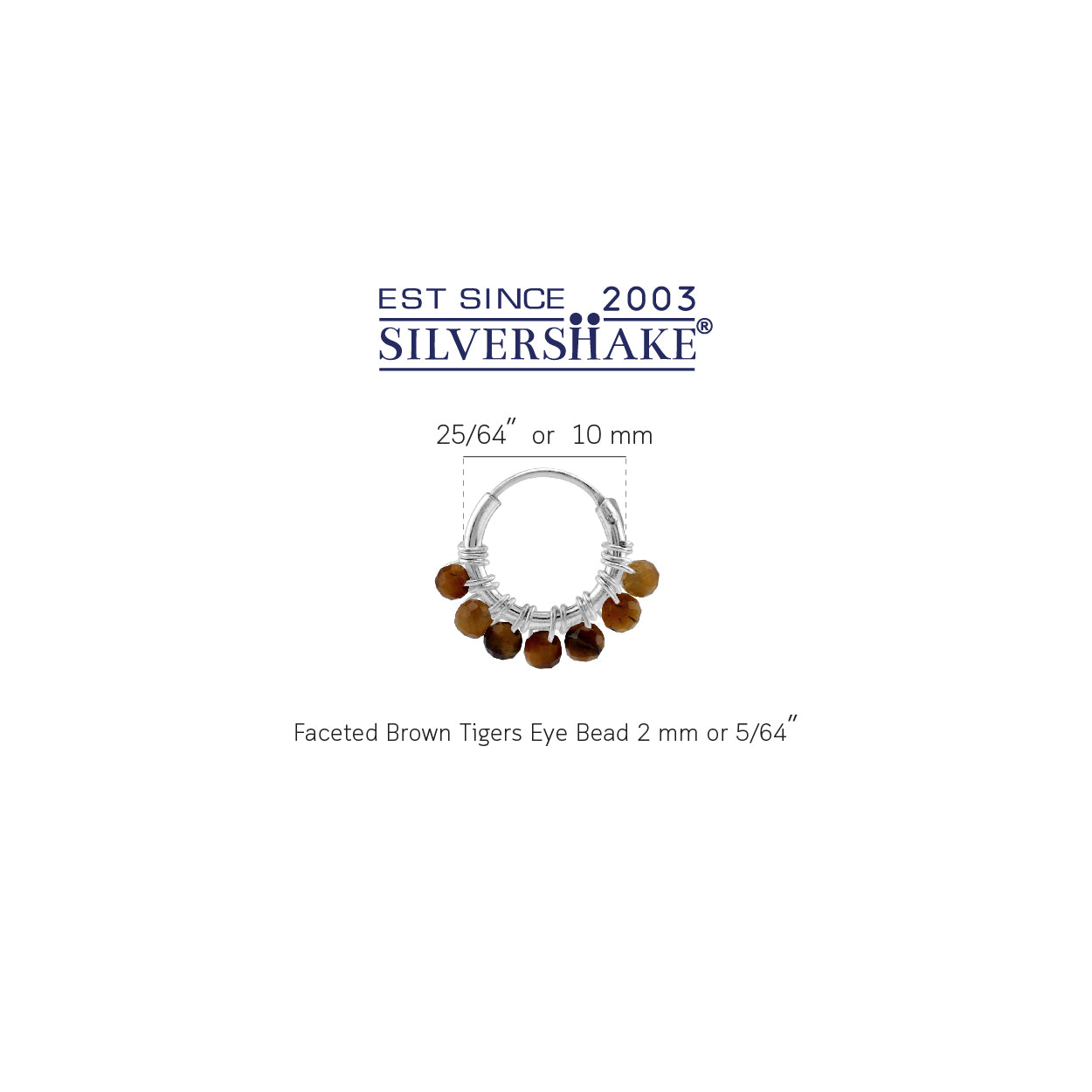 Silvershake Extra Petite 10MMx2MM Natural Brown Tigers Eye Gemstone Bead 925 Sterling Silver Minimalist 0.4 Inch Handmade O-Hoop Earrings Jewelry for Women - Silvershake-store