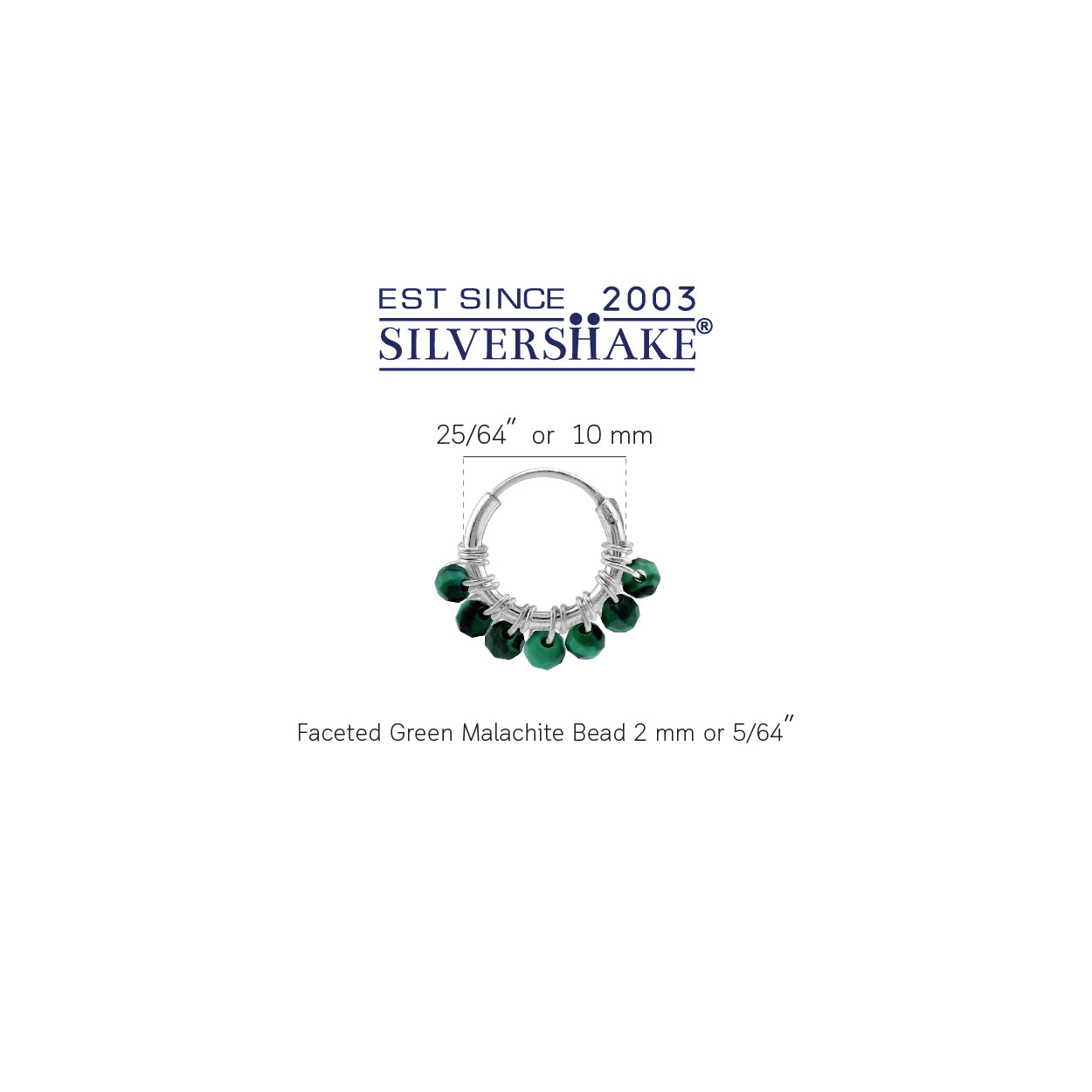 Silvershake Extra Petite 10MMx2MM Green Malachite Gemstone Bead 925 Sterling Silver Minimalist 0.4 Inch Handmade O-Hoop Earrings Jewelry for Women - Silvershake-store