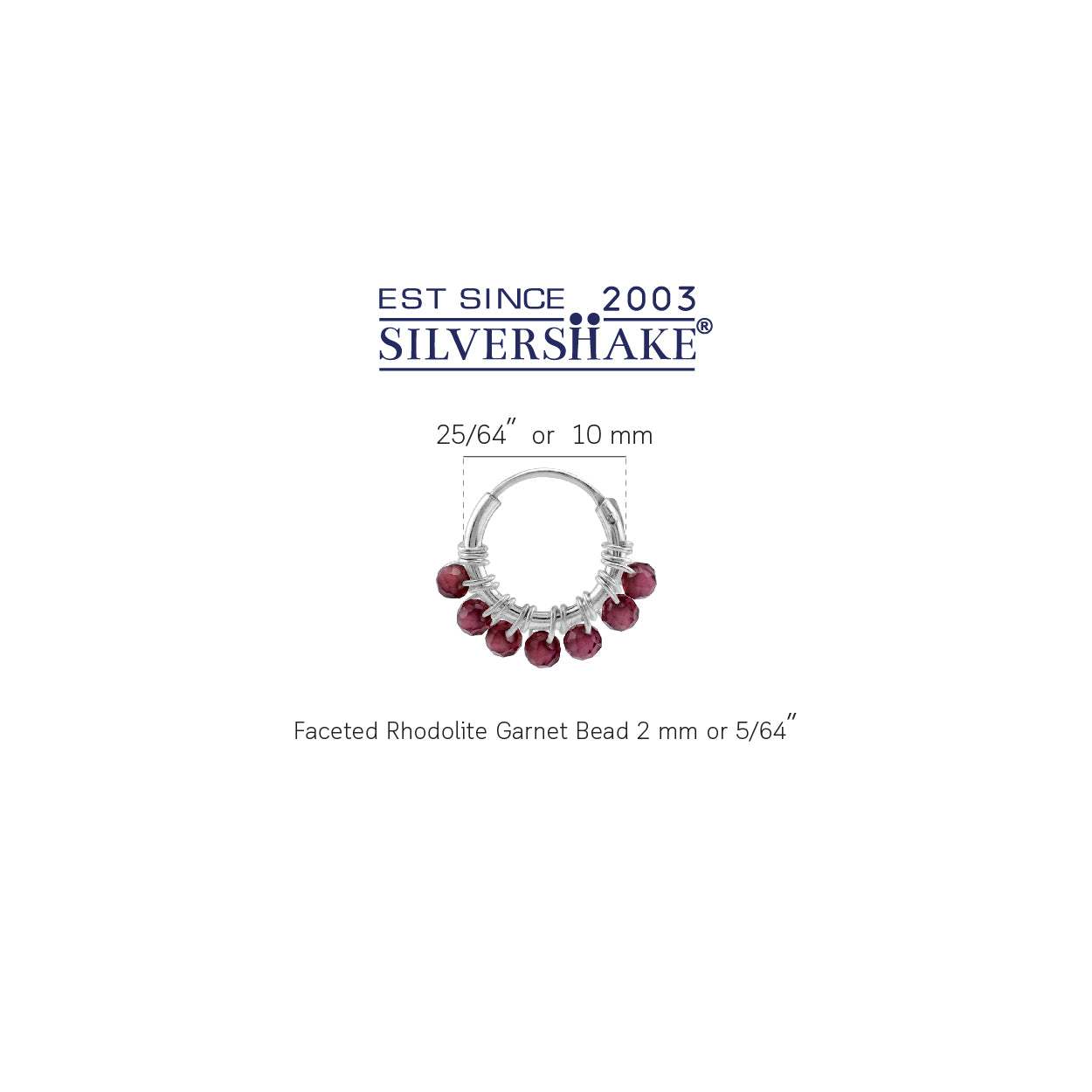 Silvershake Extra Petite 10MMx2MM Natural Rhodolite Garnet Gemstone Bead 925 Sterling Silver Minimalist 0.4 Inch Handmade O-Hoop Earrings Jewelry for Women - Silvershake-store