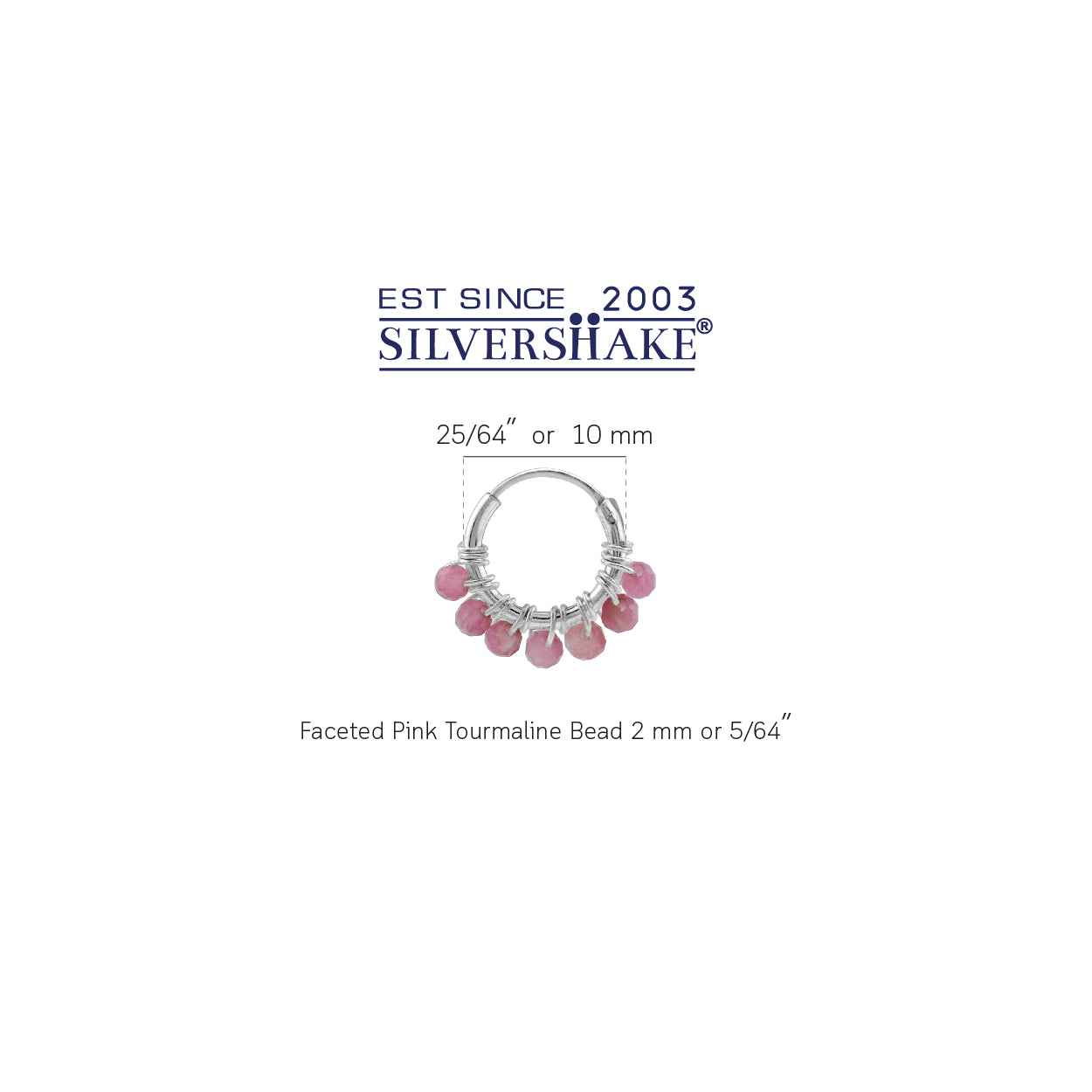Silvershake Extra Petite 10MMx2MM Natural Pink Tourmaline Gemstone Bead 925 Sterling Silver Minimalist 0.4 Inch Handmade O-Hoop Earrings Jewelry for Women October Birthstone - Silvershake-store