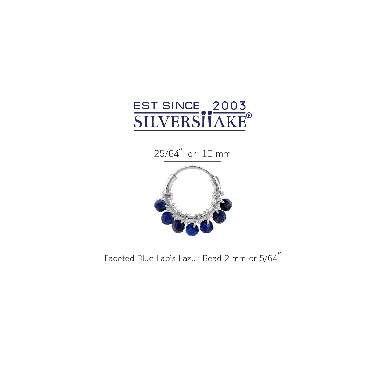 Silvershake Extra Petite 10MMx2MM Natural Blue Lapis Lazuli Gemstone Bead 925 Sterling Silver Minimalist 0.4 Inch Handmade O-Hoop Earrings Jewelry for Women - Silvershake-store
