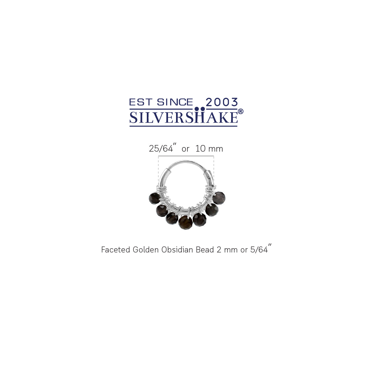 Silvershake Extra Petite 10MMx2MM Natural Golden Obsidian Gemstone Bead 925 Sterling Silver Minimalist 0.4 Inch Handmade O-Hoop Earrings Jewelry for Women - Silvershake-store
