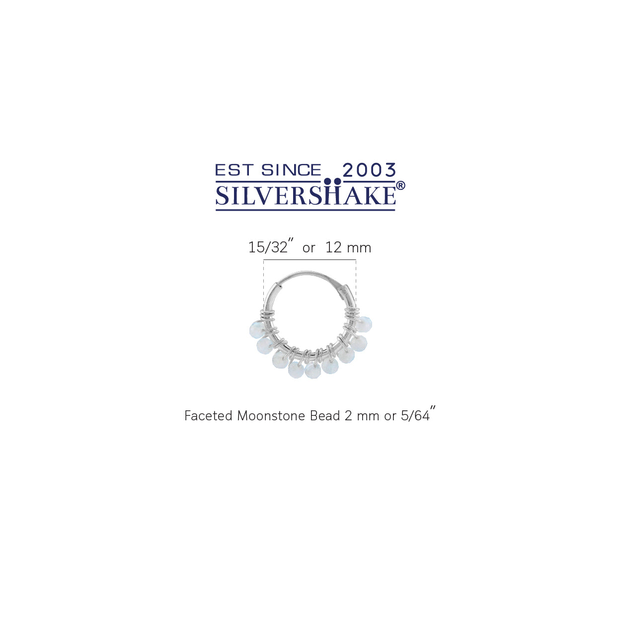 Silvershake Petite 12MMx2MM Natural White Moonstone Bead 925 Sterling Silver Minimalist 0.47 Inch Handmade O-Hoop Earrings Jewelry for Women June Gemstone Birthstone - Silvershake-store