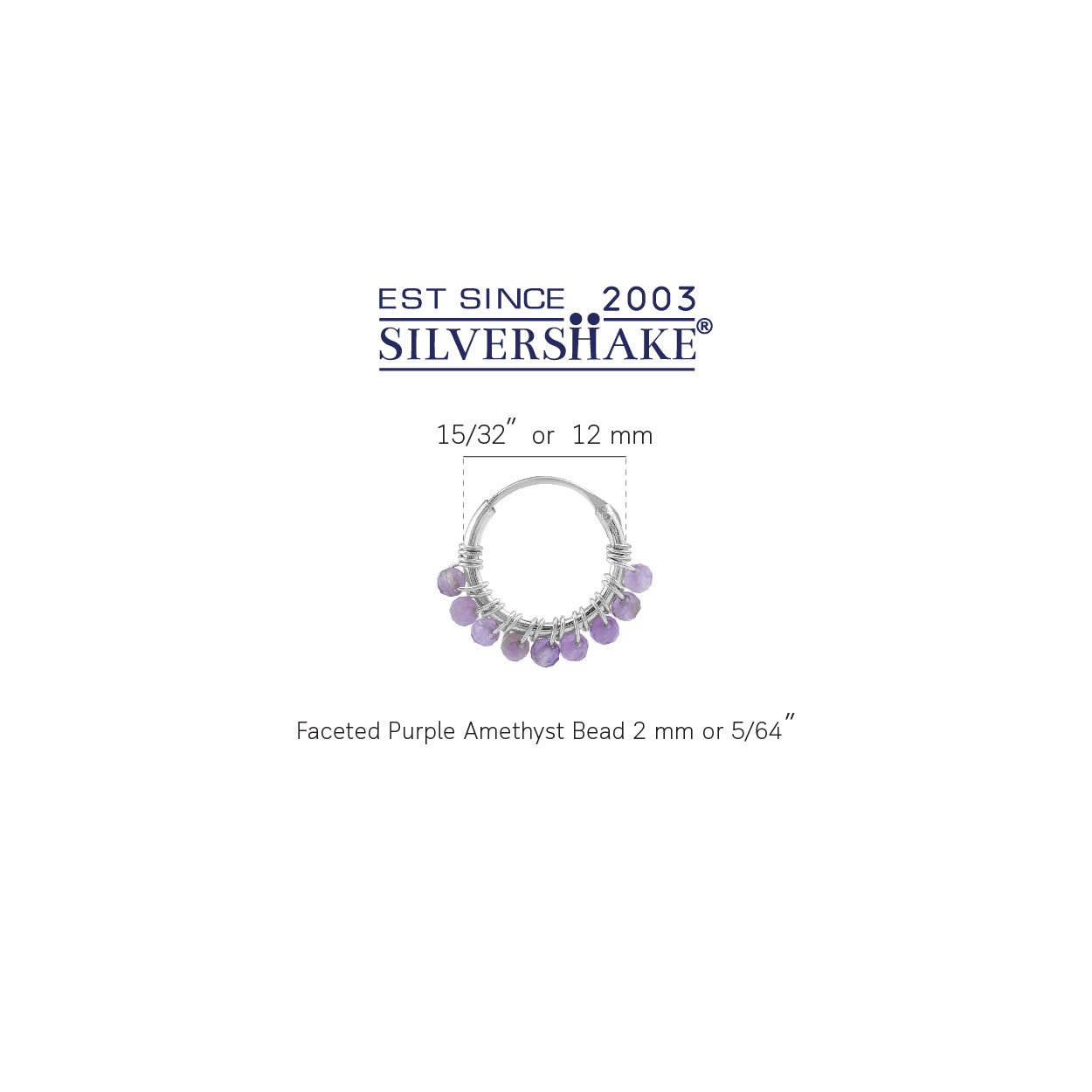 Silvershake Petite 12MMx2MM Natural Purple Amethyst Gemstone Bead 925 Sterling Silver Minimalist 0.47 Inch Handmade O-Hoop Earrings Jewelry for Women February Birthstone - Silvershake-store