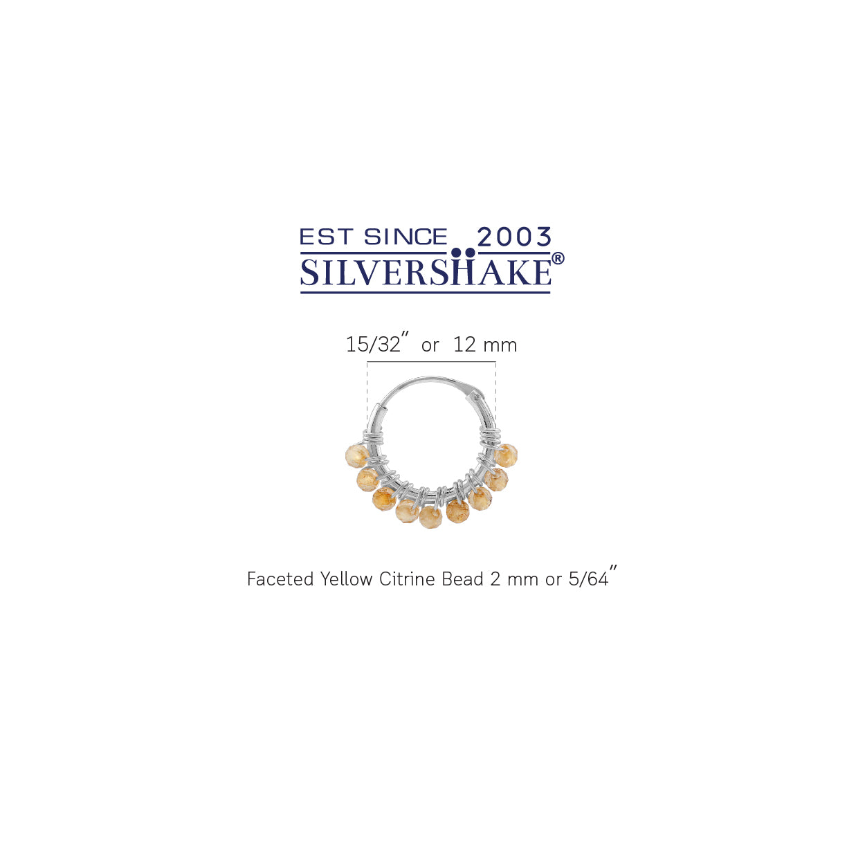 Silvershake Petite 12MMx2MM Natural Yellow Citrine Gemstone Bead 925 Sterling Silver Minimalist 0.47 Inch Handmade O-Hoop Earrings Jewelry for Women November Birthstone - Silvershake-store