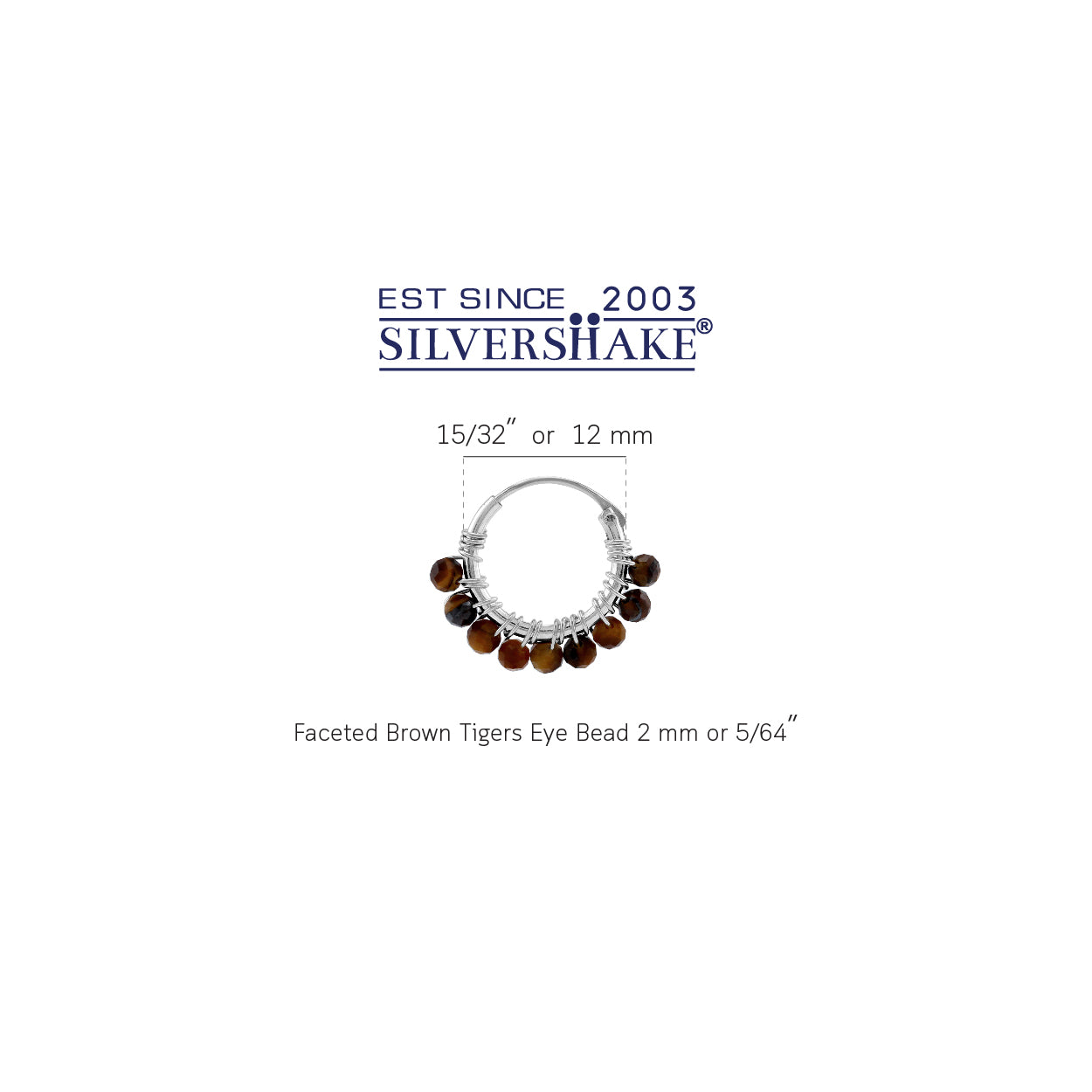 Petite 12MMx2MM Natural Brown Tigers Eye Gemstone Bead 925 Sterling Silver Minimalist 0.47 Inch Handmade O-Hoop Earrings Jewelry for Women - Silvershake-store