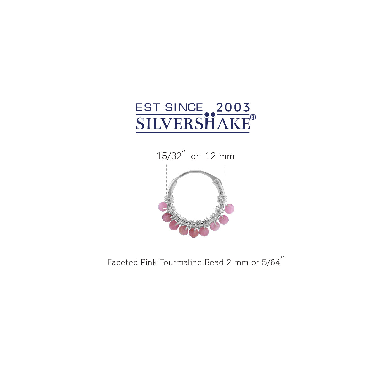 Petite 12MMx2MM Natural Pink Tourmaline Gemstone Bead 925 Sterling Silver Minimalist 0.47 Inch Handmade O-Hoop Earrings Jewelry for Women October Birthstone - Silvershake-store
