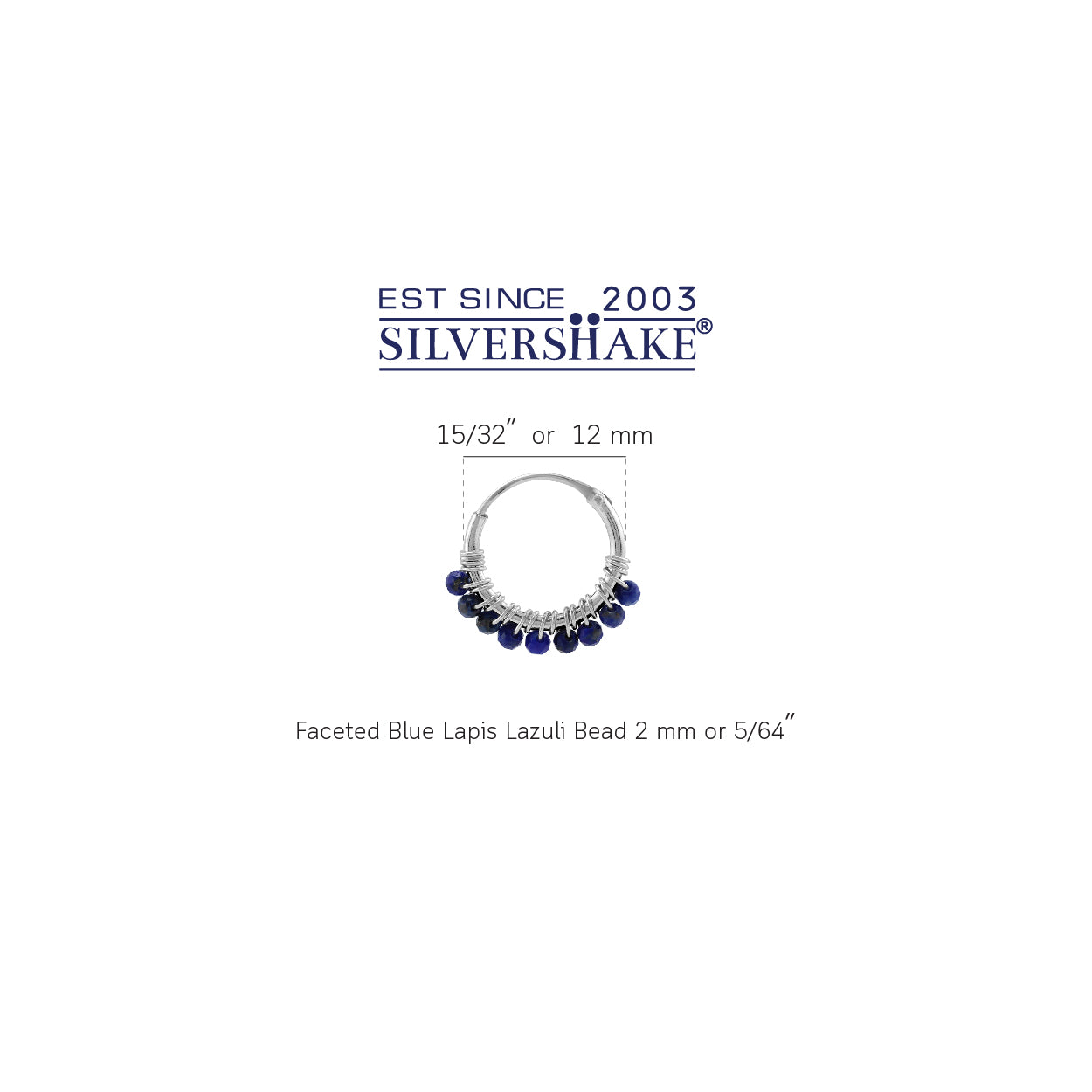 Petite 12MMx2MM Natural Blue Lapis Lazuli Gemstone Bead 925 Sterling Silver Minimalist 0.47 Inch Handmade O-Hoop Earrings Jewelry for Women - Silvershake-store