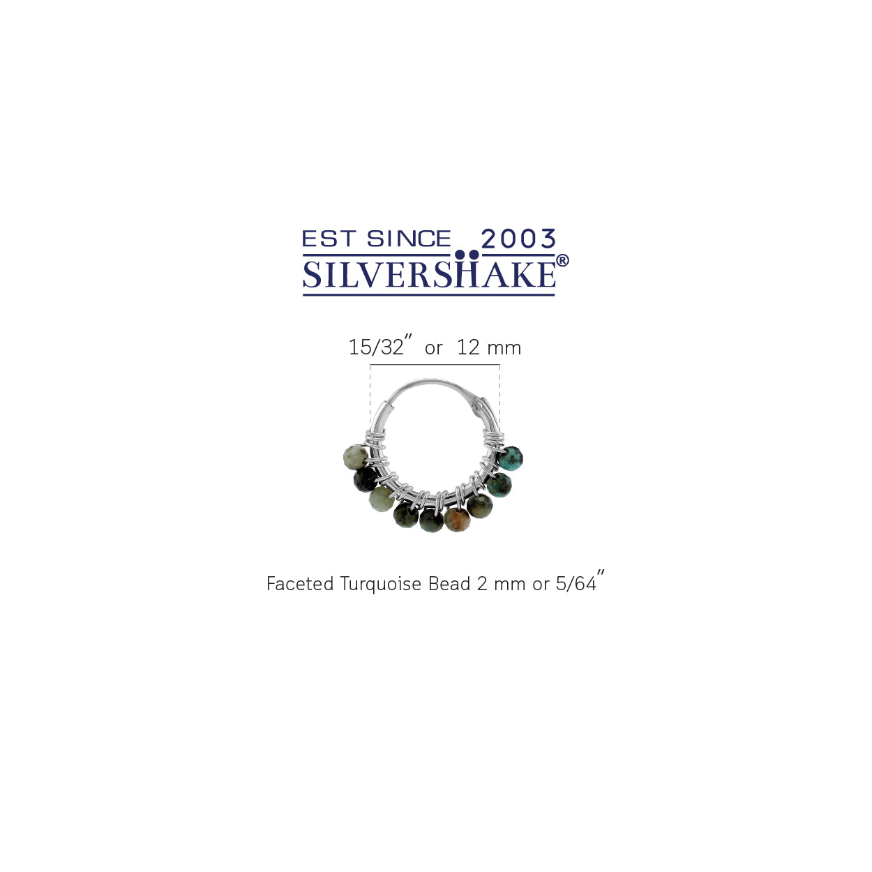 Petite 12MMx2MM Compressed Turquoise Gemstone Bead 925 Sterling Silver Minimalist 0.47 Inch Handmade O-Hoop Earrings Jewelry for Women - Silvershake-store