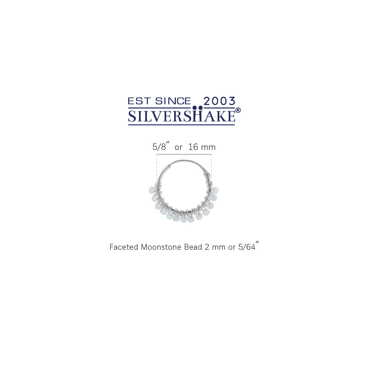 16MMx2MM Natural White Moonstone Bead 925 Sterling Silver Minimalist 0.63 Inch Handmade O-Hoop Earrings Jewelry for Women June Gemstone Birthstone - Silvershake-store