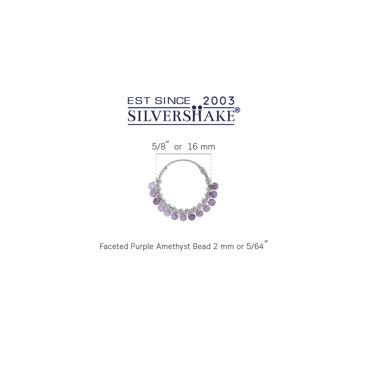 16MMx2MM Natural Purple Amethyst Gemstone Bead 925 Sterling Silver Minimalist 0.63 Inch Handmade O-Hoop Earrings Jewelry for Women February Birthstone - Silvershake-store