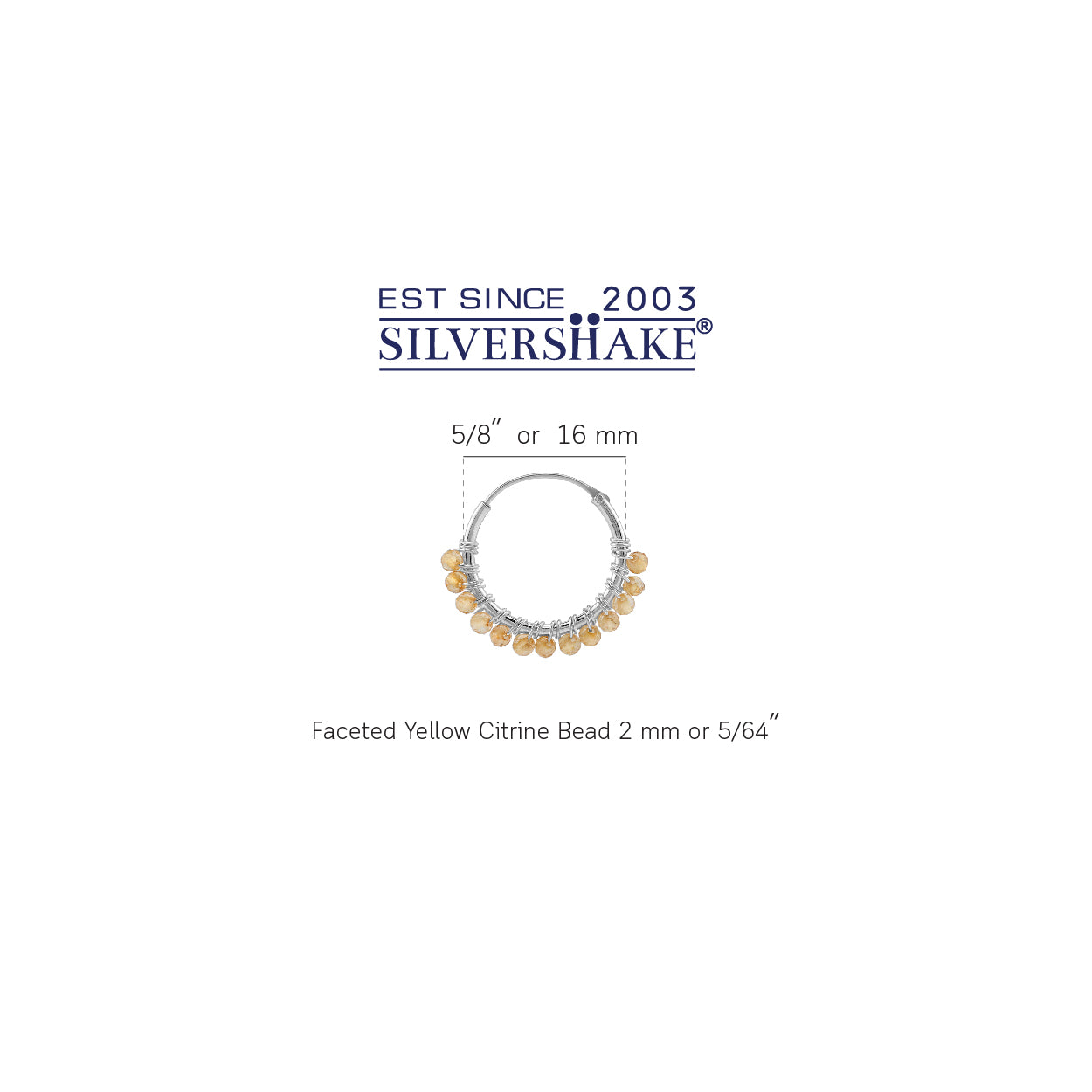 16MMx2MM Natural Yellow Citrine Gemstone Bead 925 Sterling Silver Minimalist 0.63 Inch Handmade O-Hoop Earrings Jewelry for Women November Birthstone - Silvershake-store