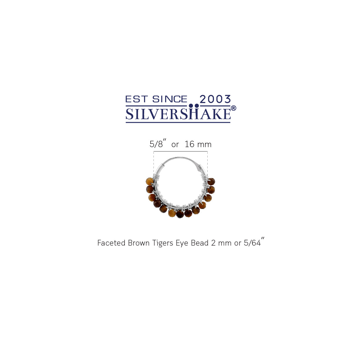 16MMx2MM Natural Brown Tigers Eye Gemstone Bead 925 Sterling Silver Minimalist 0.63 Inch Handmade O-Hoop Earrings Jewelry for Women - Silvershake-store