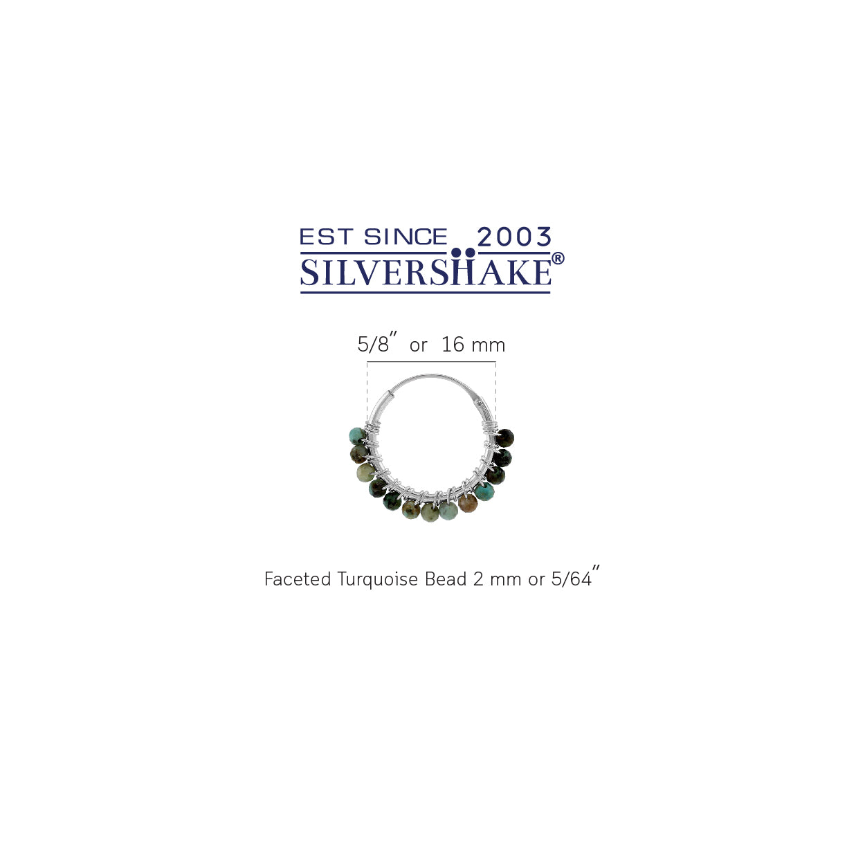 16MMx2MM Compressed Turquoise Gemstone Bead 925 Sterling Silver Minimalist 0.63 Inch Handmade O-Hoop Earrings Jewelry for Women - Silvershake-store