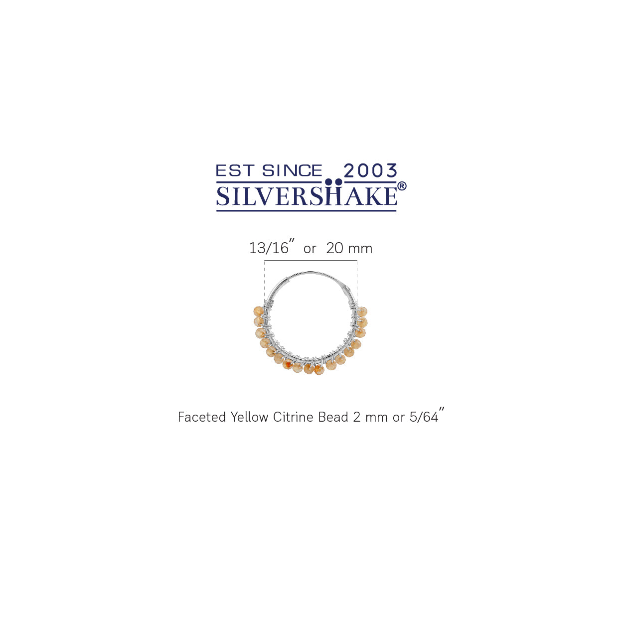 20MMx2MM Natural Yellow Citrine Gemstone Bead 925 Sterling Silver 0.79 Inch Handmade O-Hoop Earrings Jewelry for Women November Birthstone - Silvershake-store