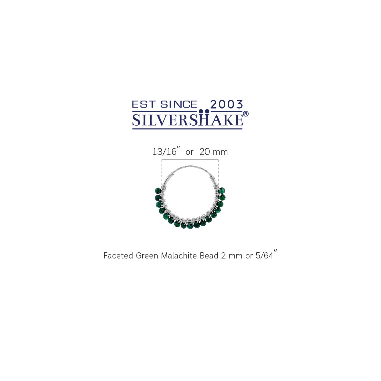 20MMx2MM Natural Green Malachite Gemstone Bead 925 Sterling Silver 0.79 Inch Handmade O-Hoop Earrings Jewelry for Women - Silvershake-store