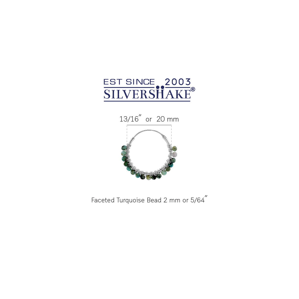 20MMx2MM Compressed Turquoise Gemstone Bead 925 Sterling Silver 0.79 Inch Handmade O-Hoop Earrings Jewelry for Women - Silvershake-store