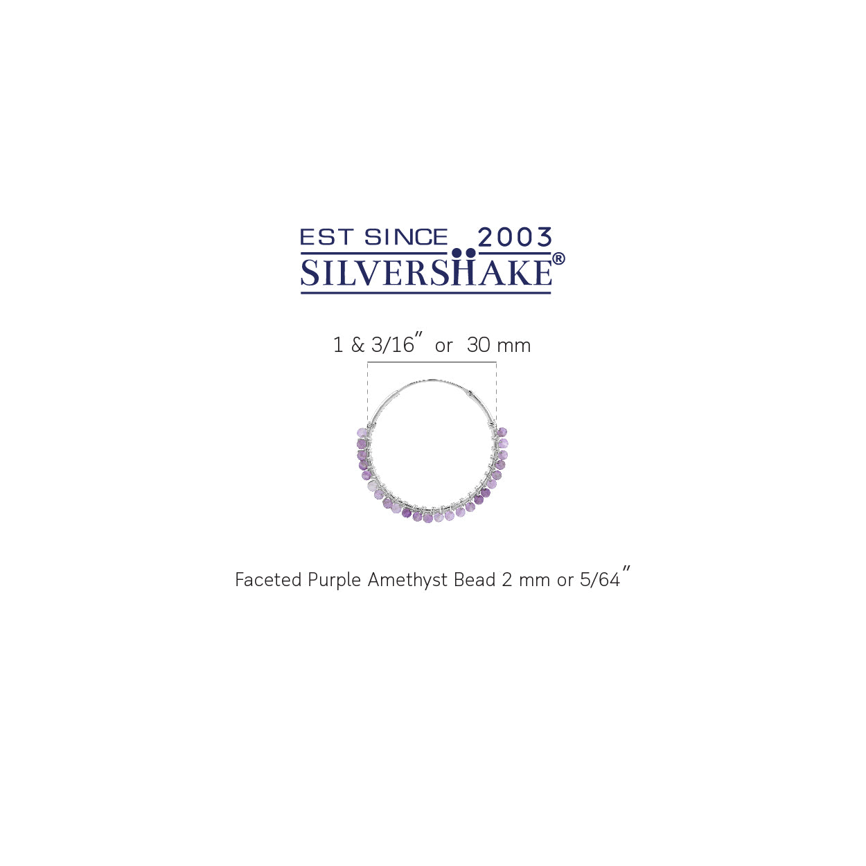30MMx2MM Natural Purple Amethyst Gemstone Bead 925 Sterling Silver Boho 1.18 Inch Handmade O-Hoop Earrings Jewelry for Women February Birthstone - Silvershake-store