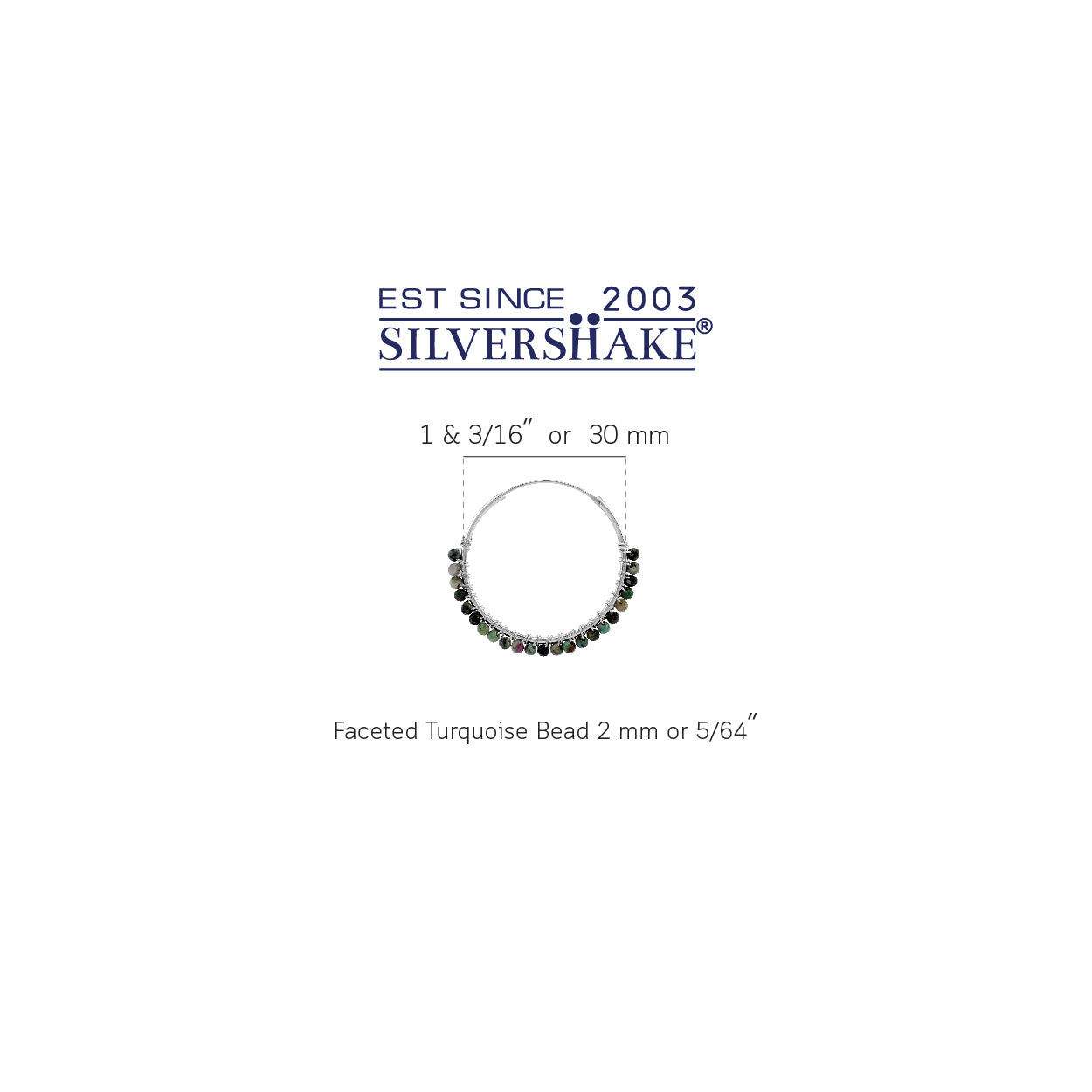 30MMx2MM Compressed Turquoise Gemstone Bead 925 Sterling Silver Boho 1.18 Inch Handmade O-Hoop Earrings Jewelry for Women - Silvershake-store