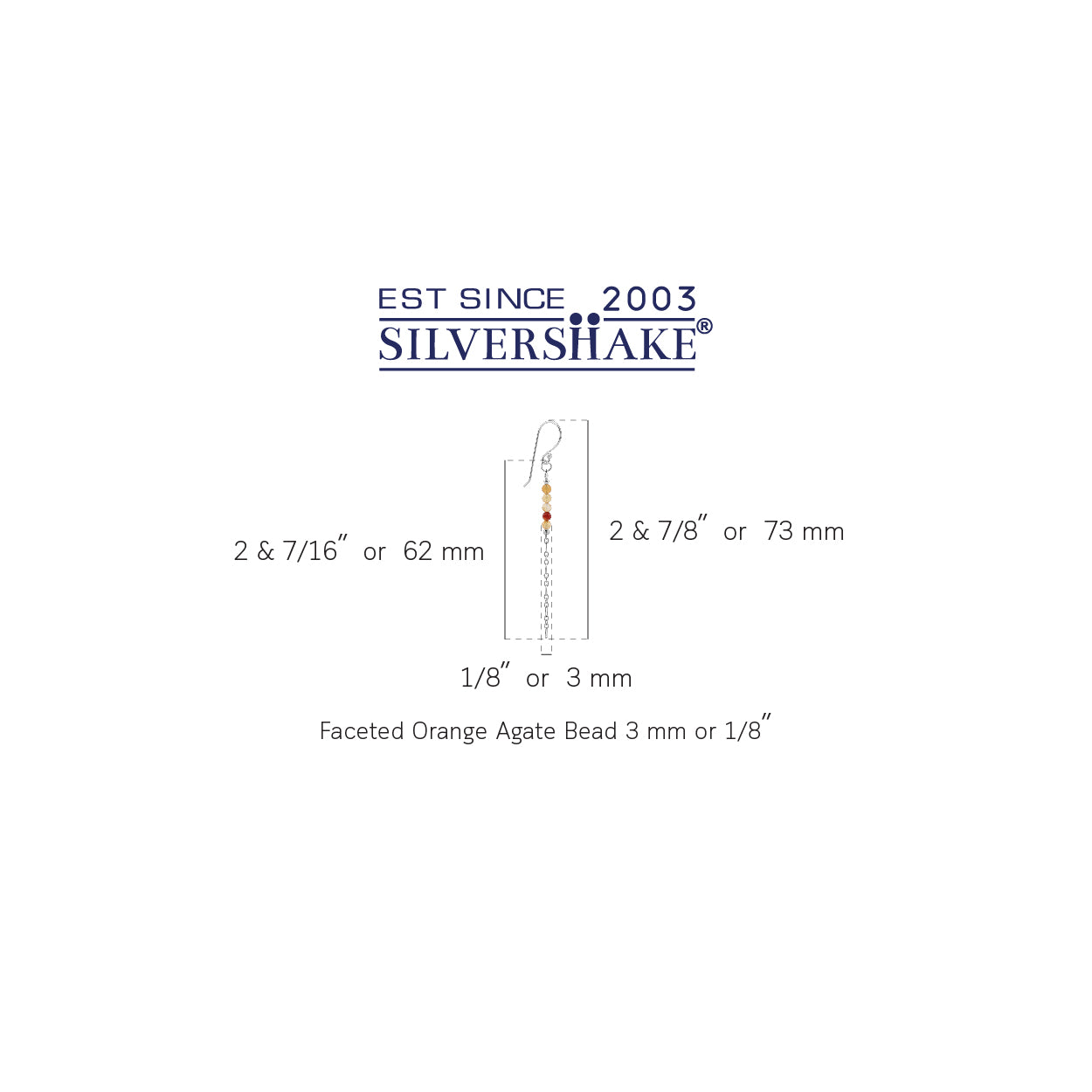 5-Stone 3MM Natural Orange Agate Gemstone Bead 925 Sterling Silver Bohemian Inspired Minimalist Dangle Hook Earrings Jewelry for Women - Silvershake-store