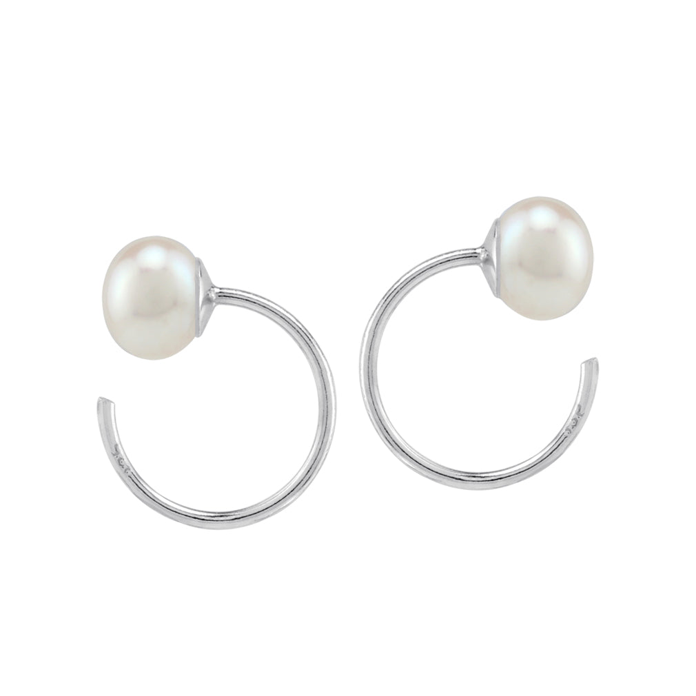 6 to 6.5MM Cultured Freshwater White Pearl 925 Sterling Silver O-Hoop Earrings Jewelry for Women June Birthstone - Silvershake-store